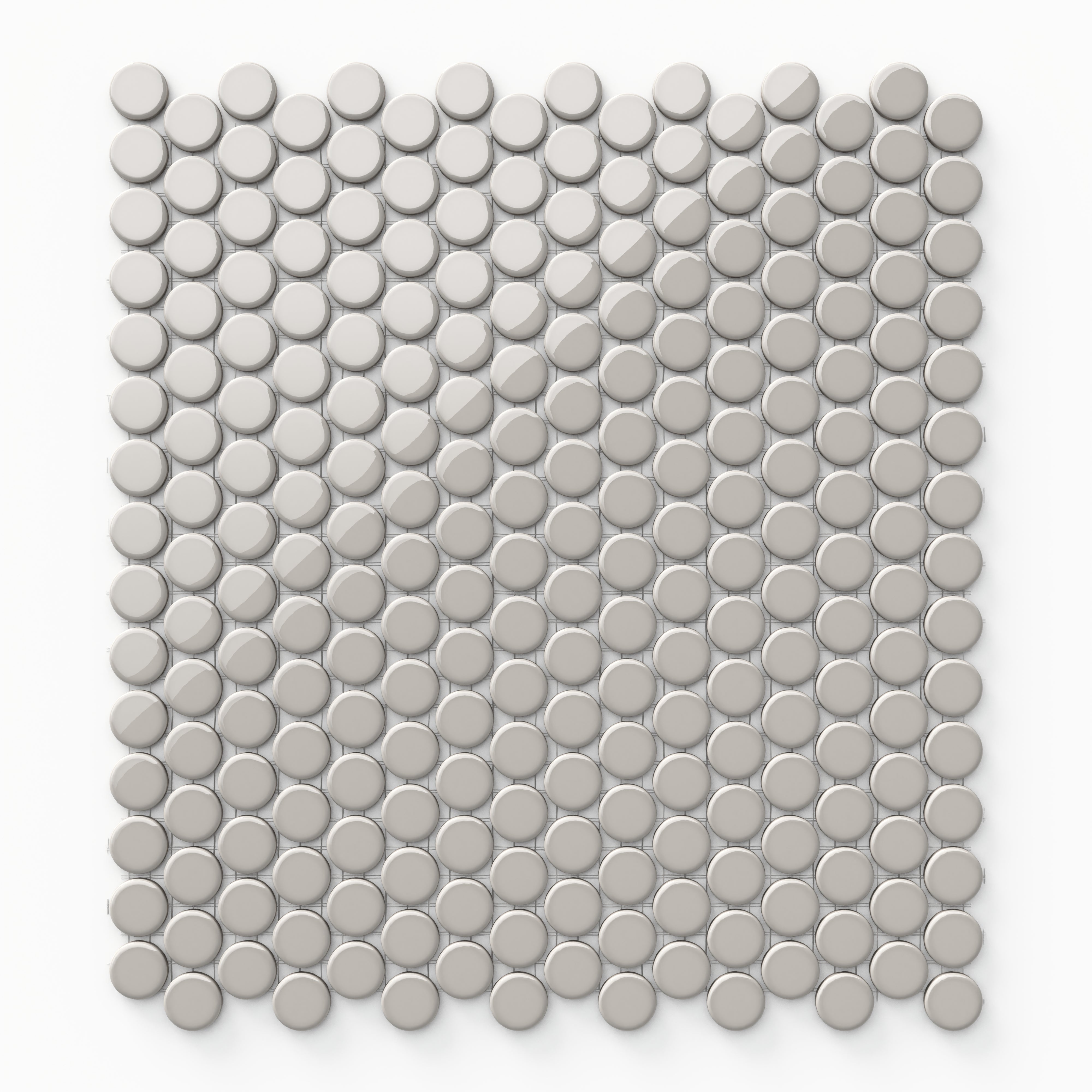 Ollie 3/4x3/4 Glossy Porcelain Mosaic Penny Round Tile in Grey