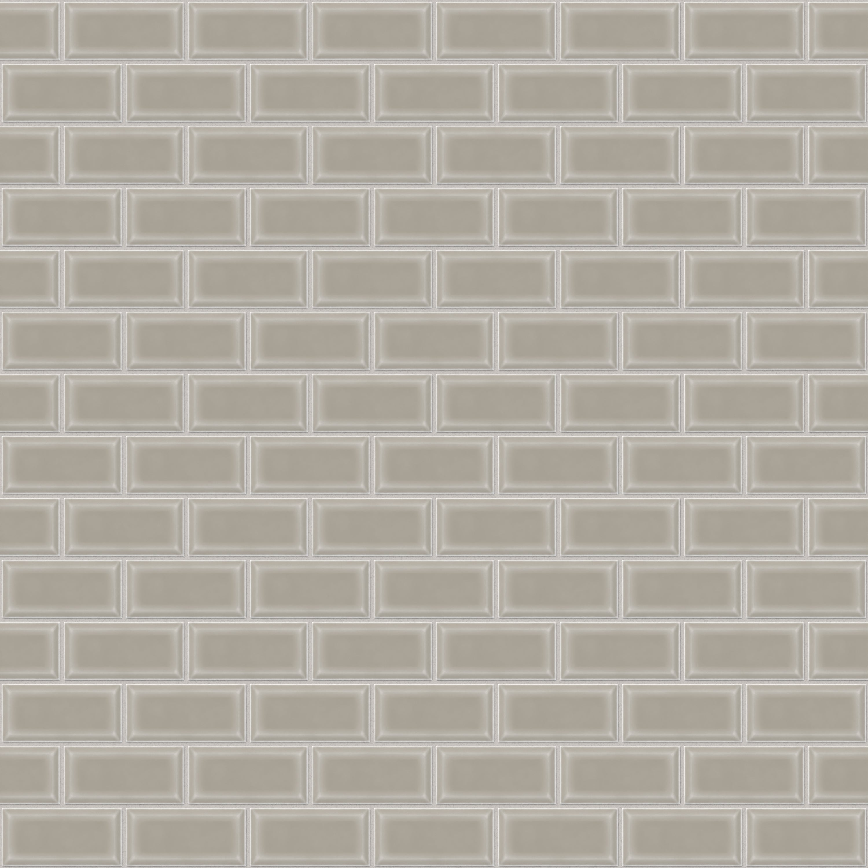 Maggie 12x12 Glossy Porcelain 2x4 Brick Beveled Mosaic Tile in Taupe