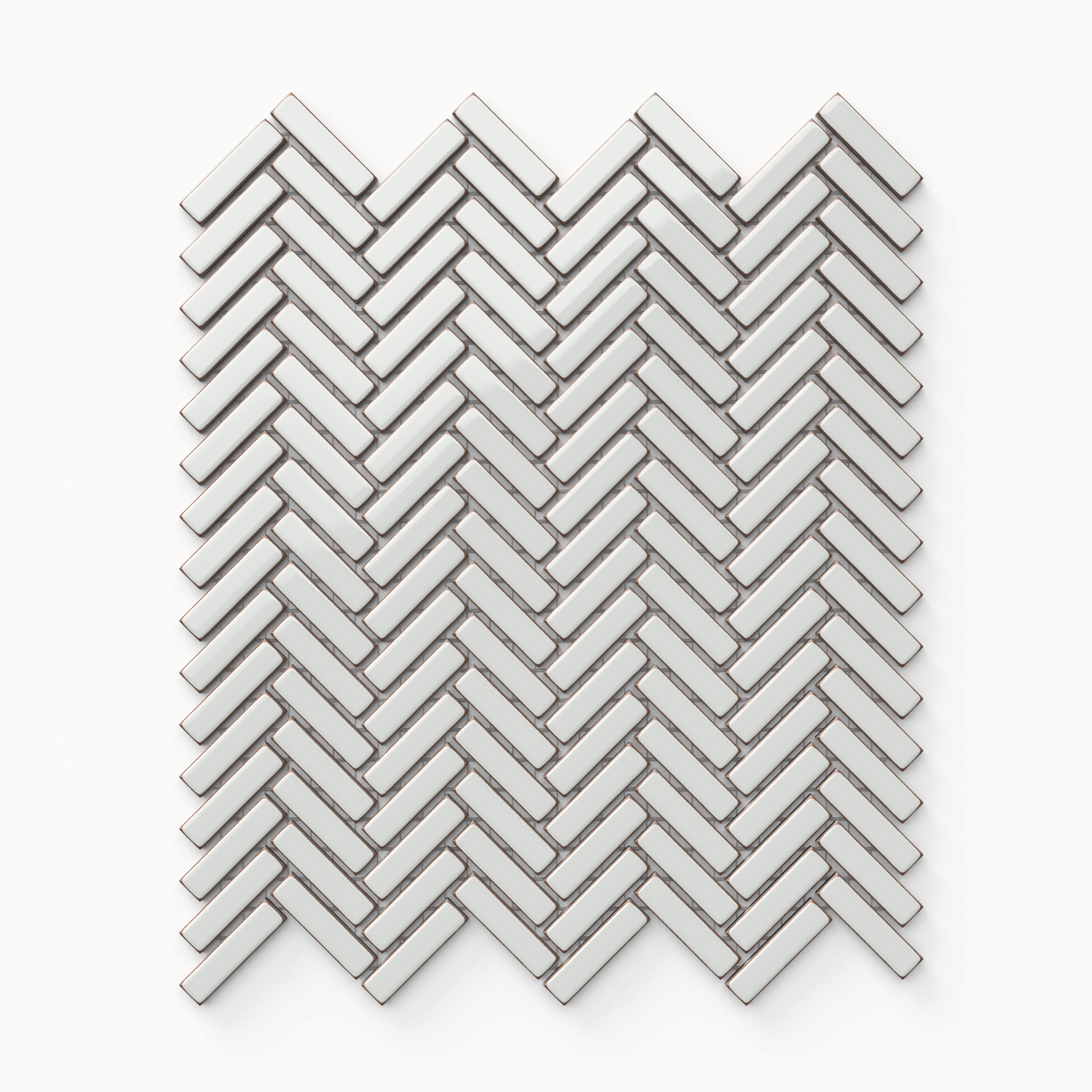 Maggie 12x12 Glossy Porcelain Herringbone Mosaic Tile in Off White