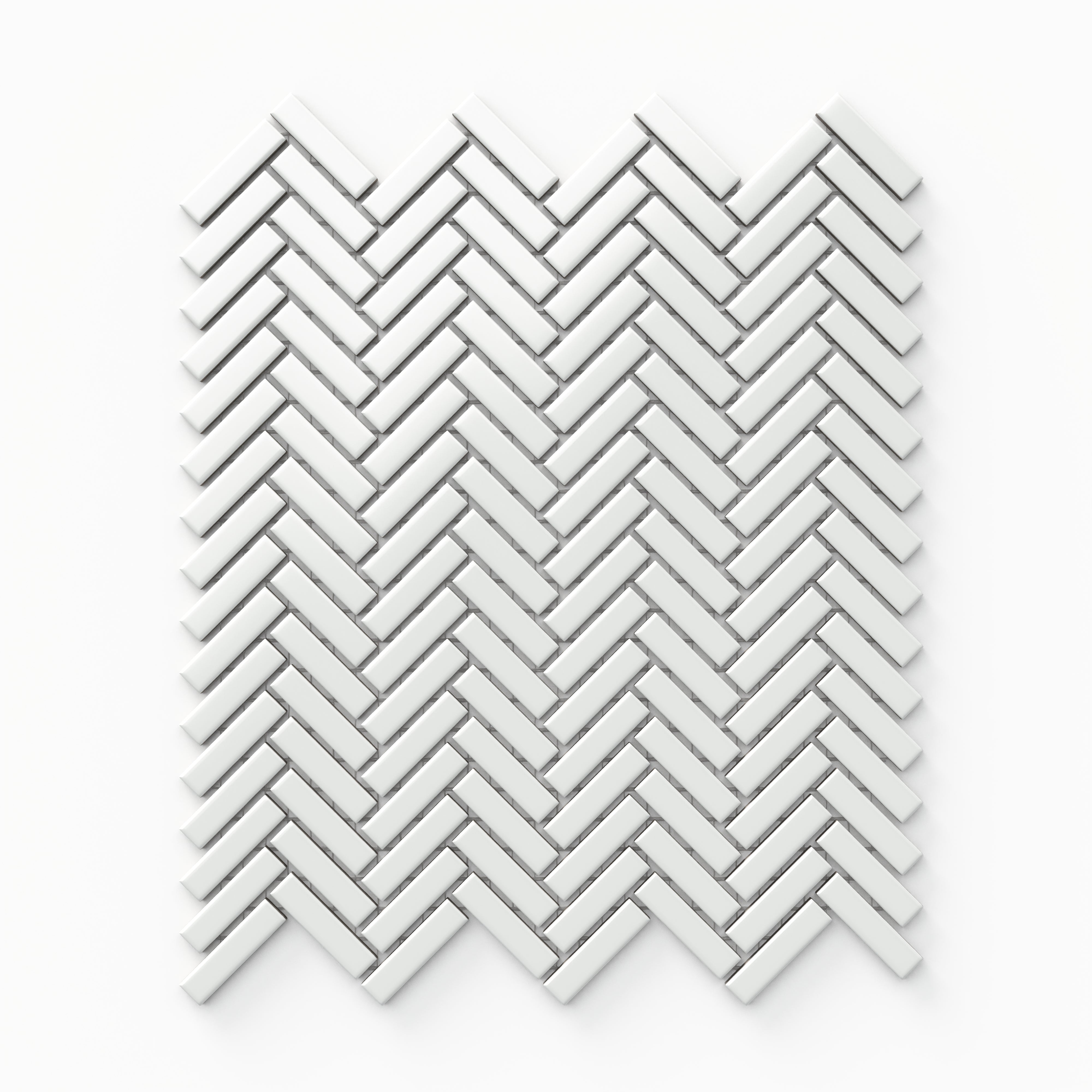 Maggie 12x12 Glossy Porcelain Herringbone Mosaic Tile in White