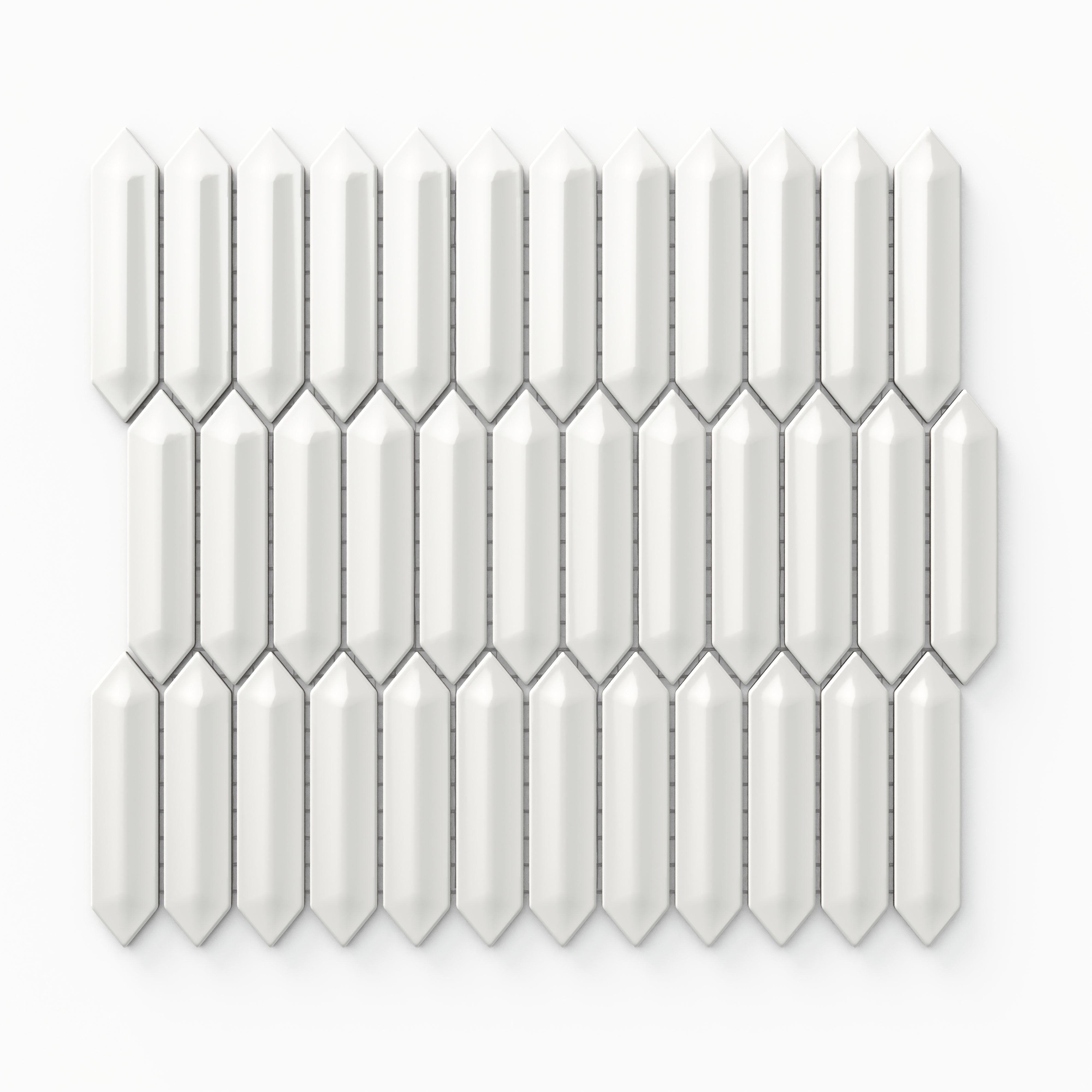 Maggie 12x12 Matte Porcelain 1x4 Picket Mosaic Tile in White