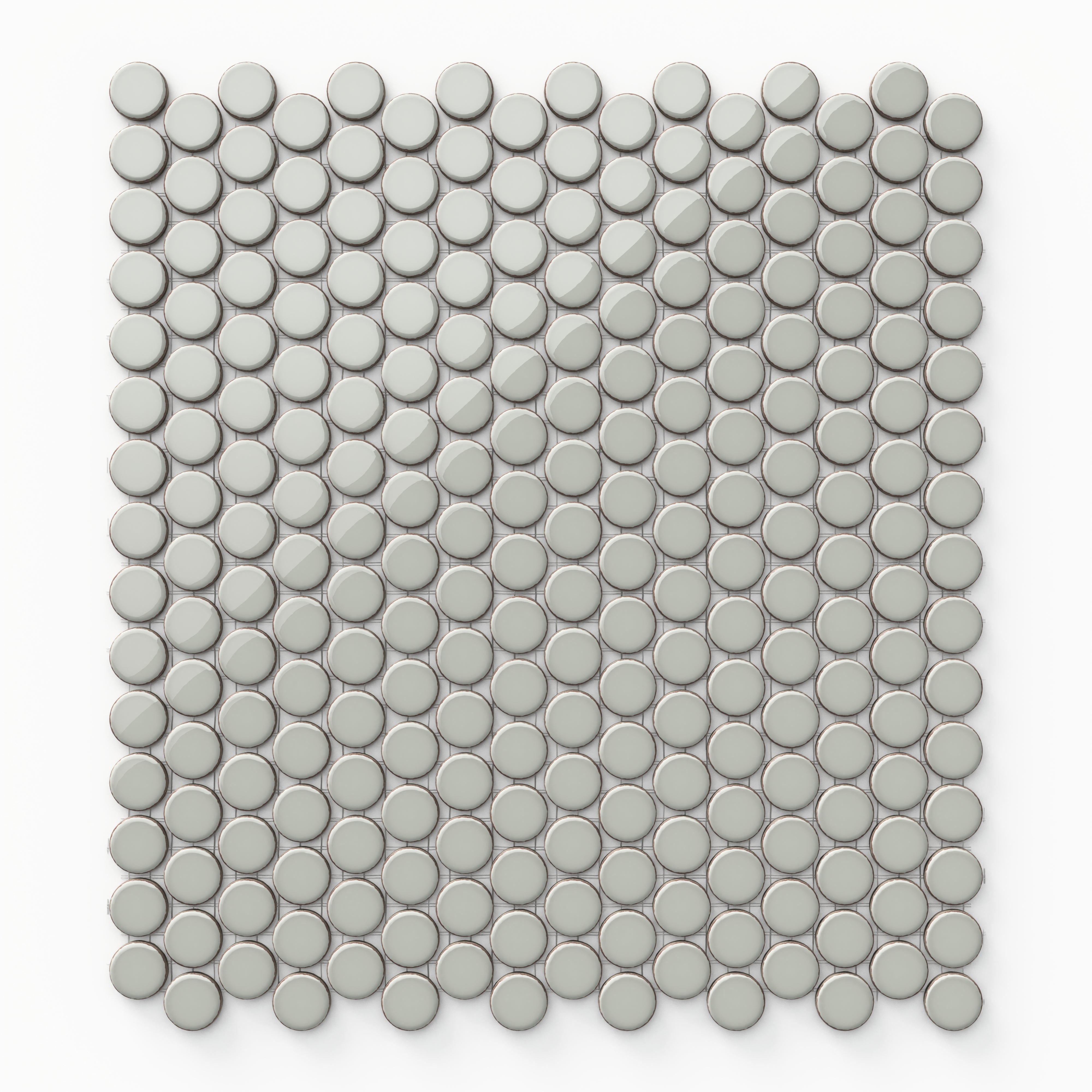 Ariel 12x12 Glossy Porcelain Penny Round Mosaic Tile in Sage