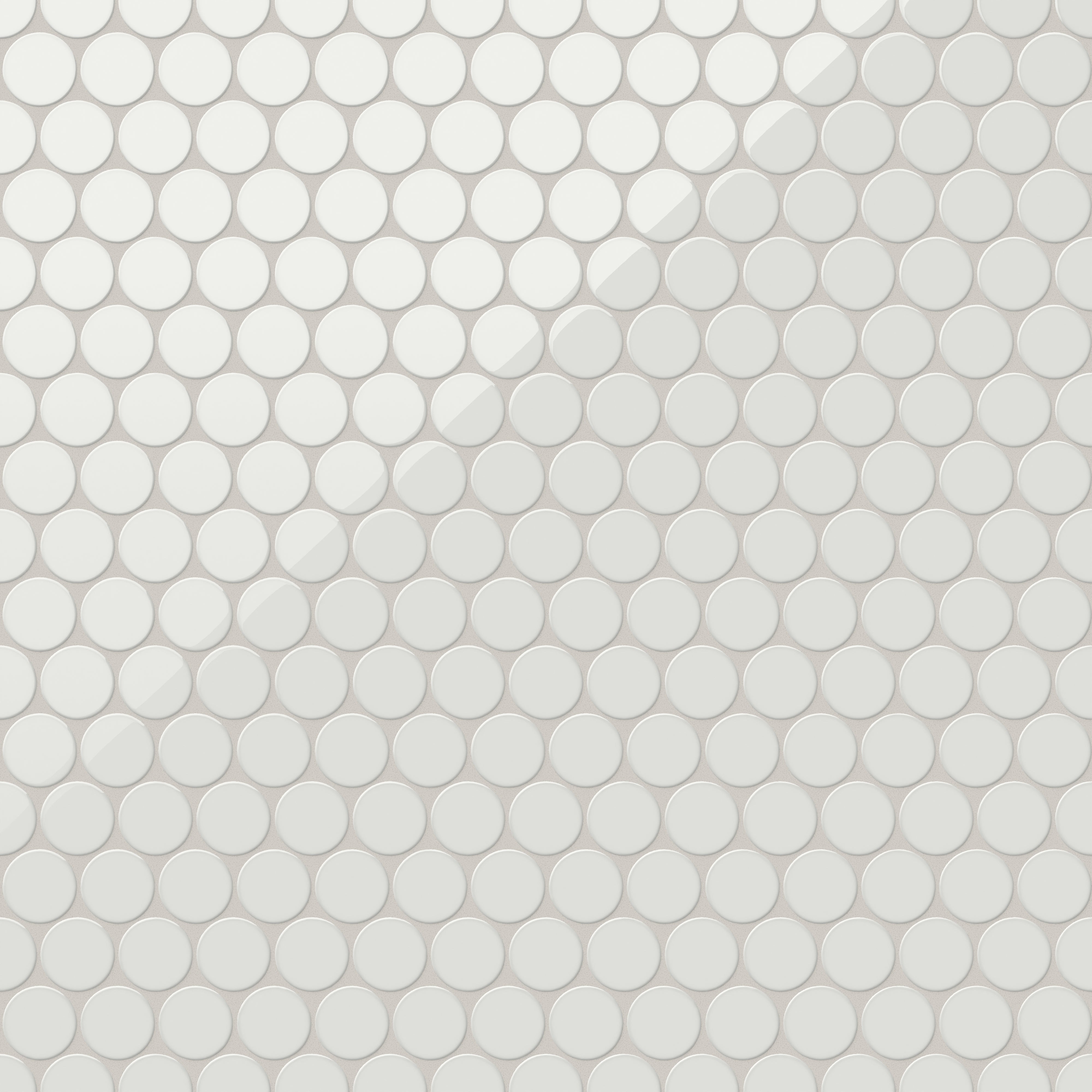 Cece 12x12 Glossy Porcelain 2" Round Mosaic Tile in White