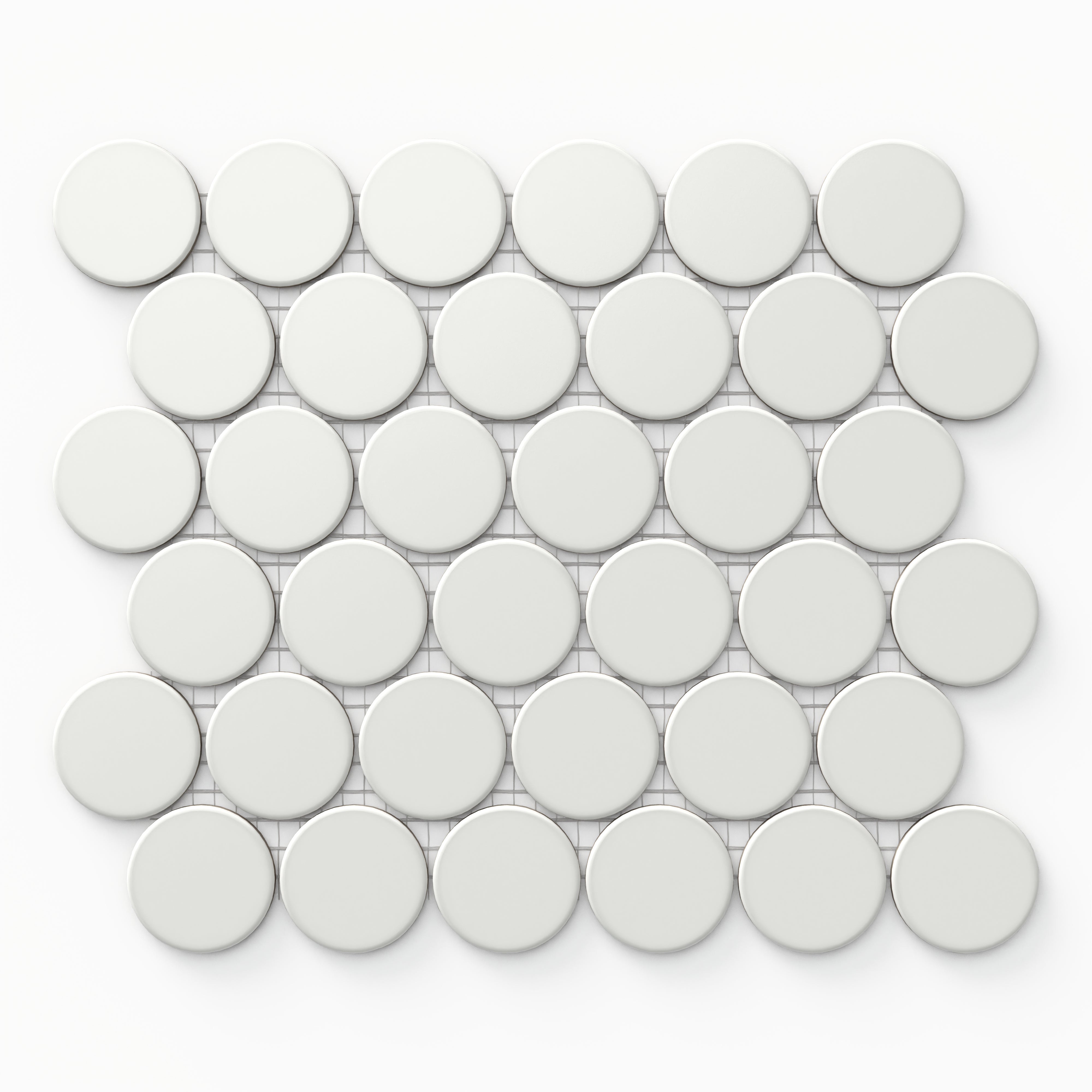 Cece 12x12 Matte Porcelain 2" Round Mosaic Tile in White