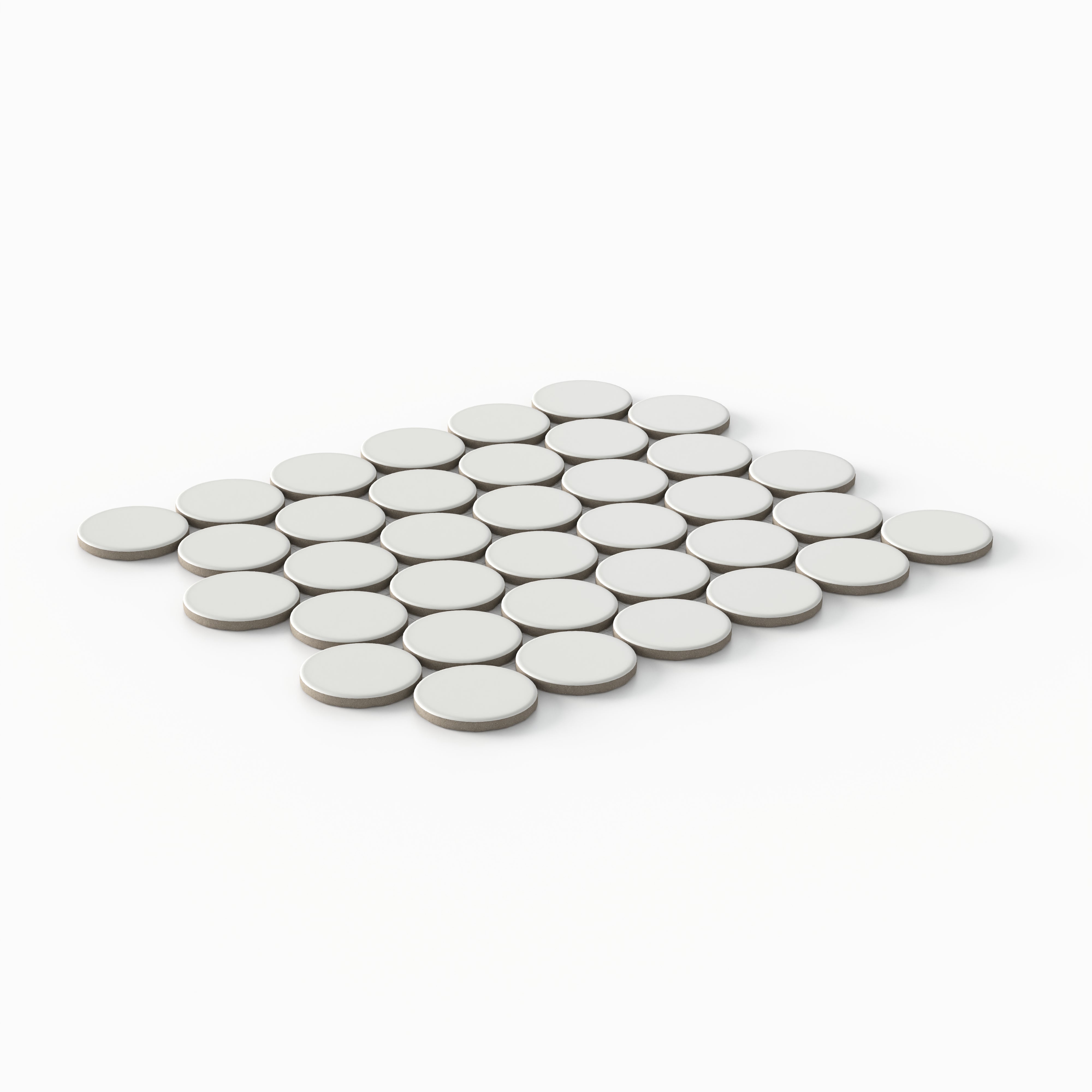 Cece 12x12 Matte Porcelain 2" Round Mosaic Tile in White