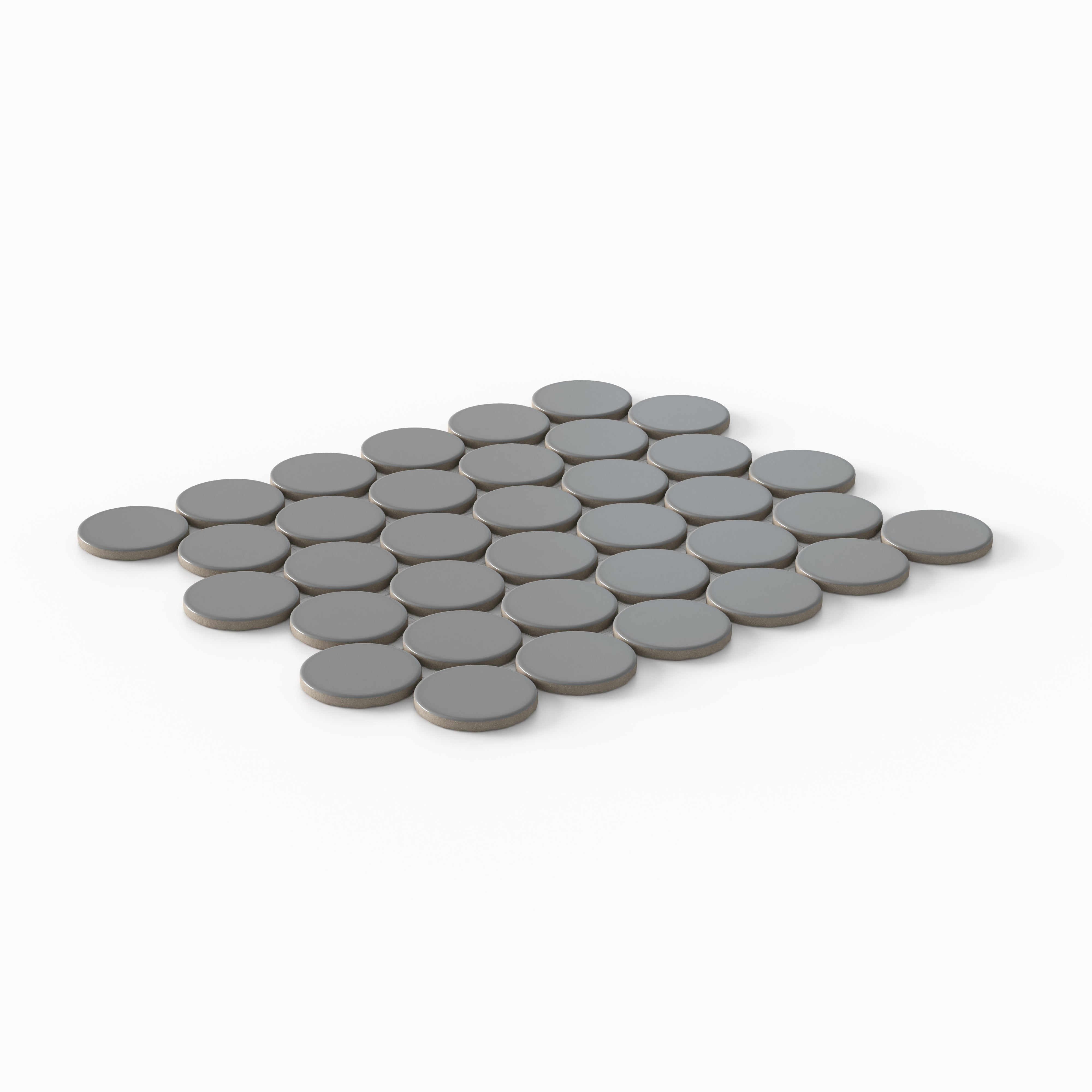 Cece 12x12 Matte Porcelain 2" Round Mosaic Tile in Grey