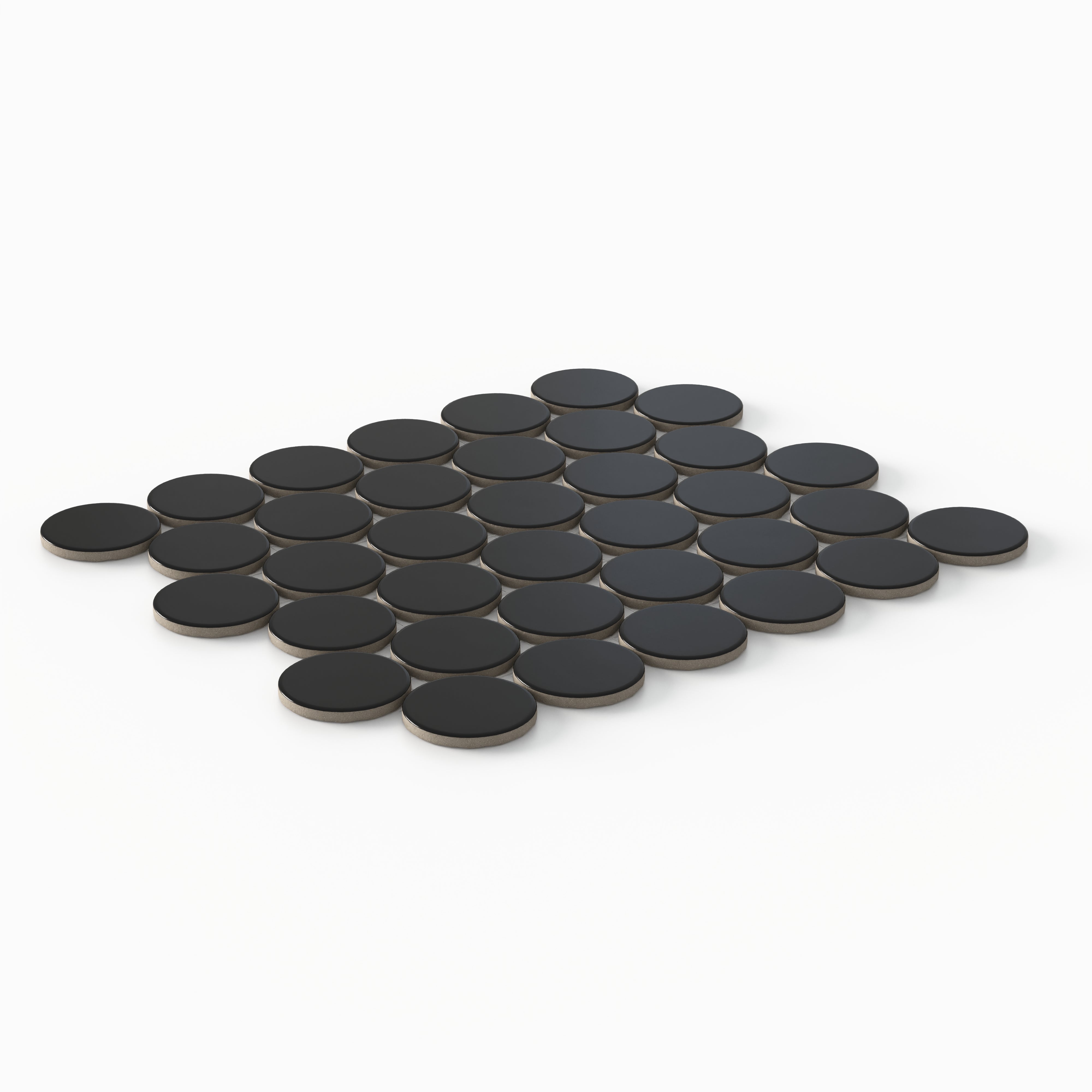 Cece 12x12 Matte Porcelain 2" Round Mosaic Tile in Black