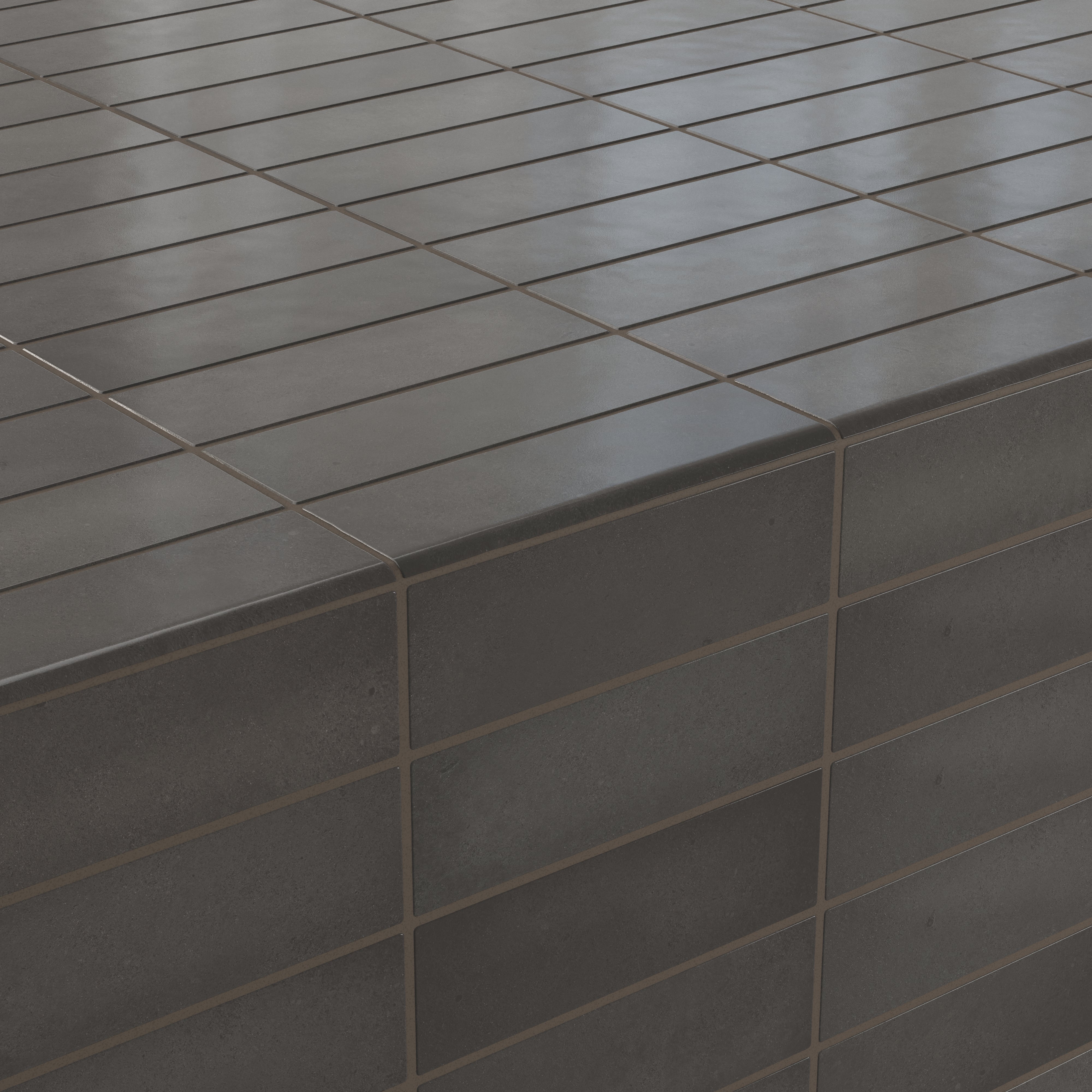 Ellie 2.5x8 Bullnose Matte Porcelain Tile in Smoke