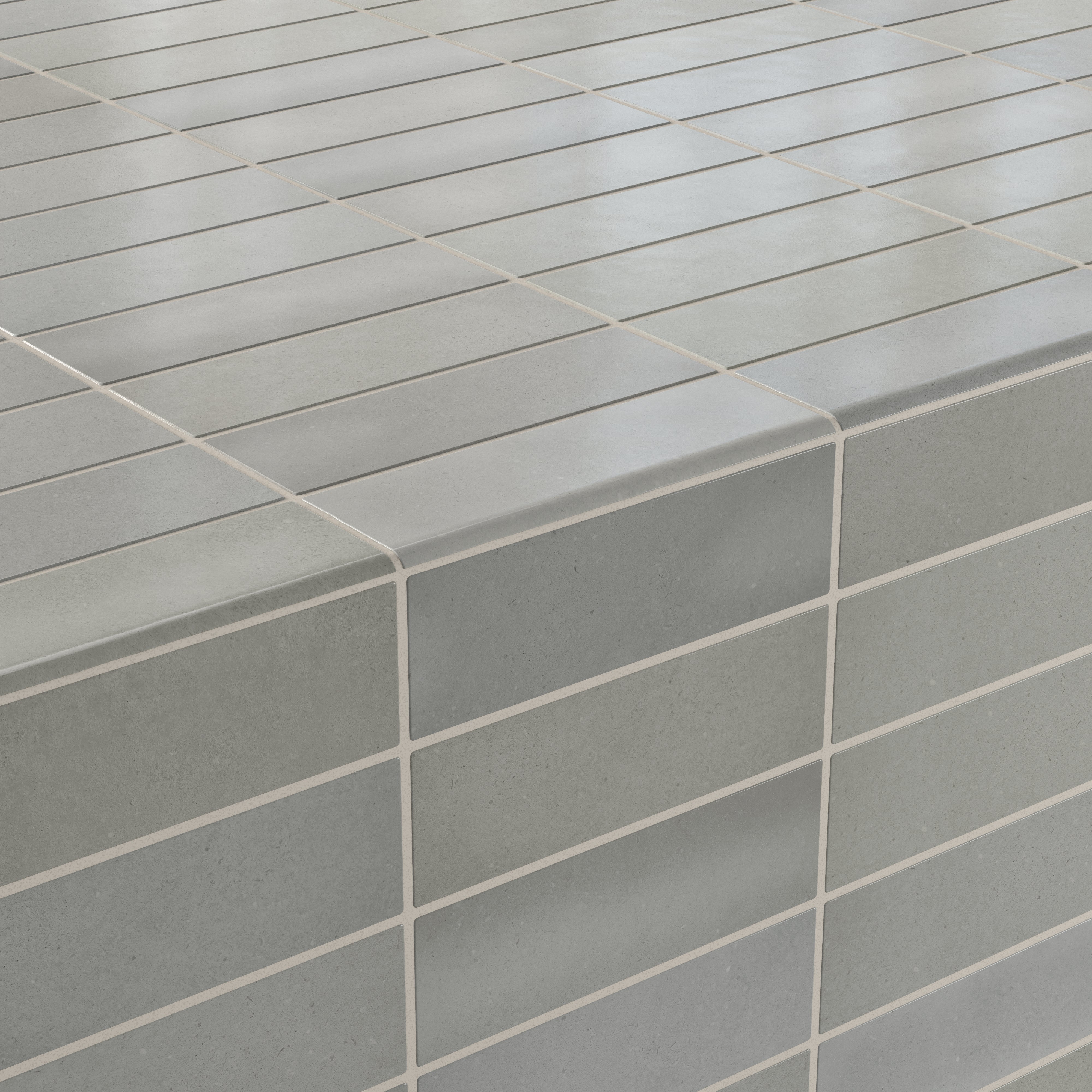 Ellie 2.5x8 Bullnose Matte Porcelain Tile in Pebble