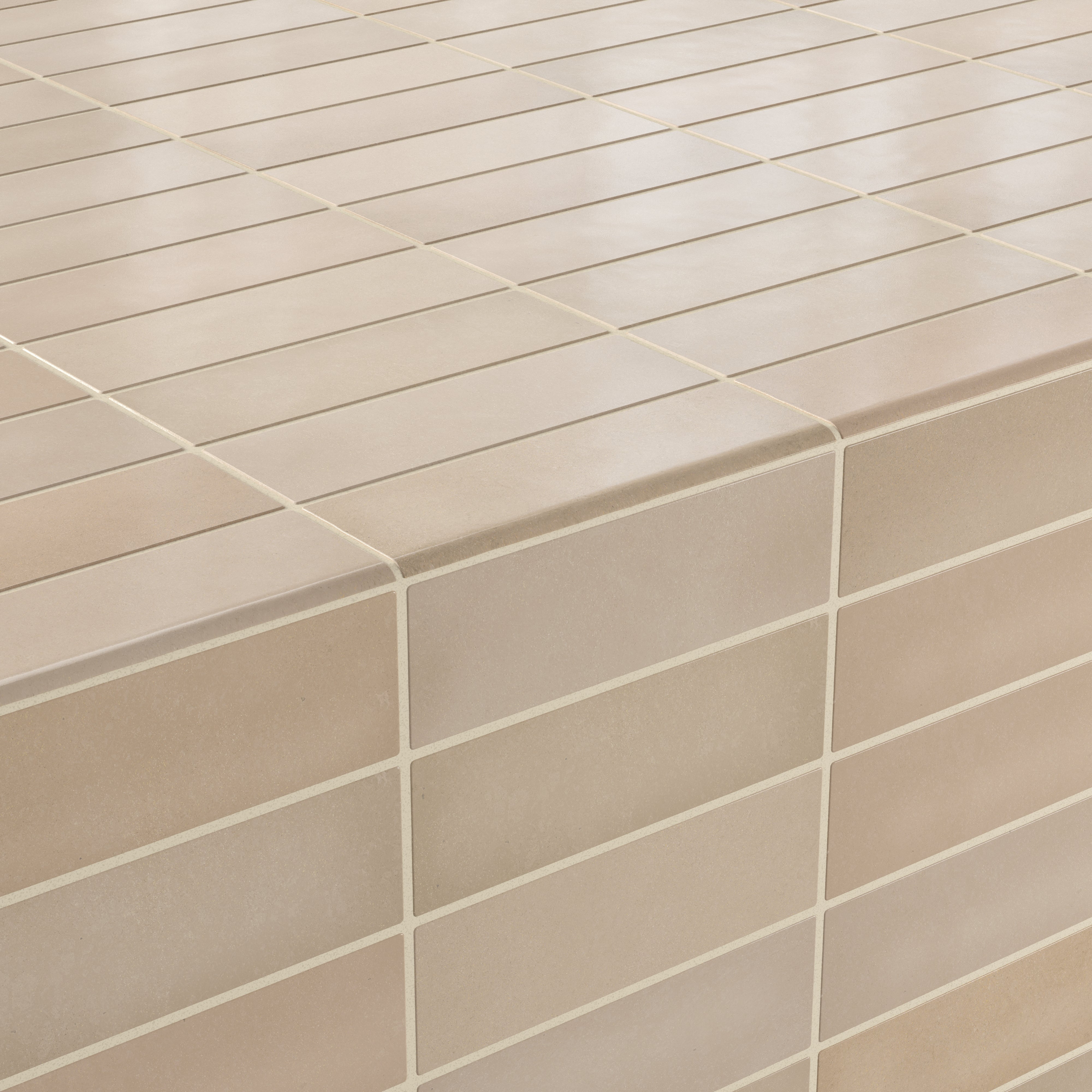 Ellie 2.5x8 Bullnose Matte Porcelain Tile in Tan