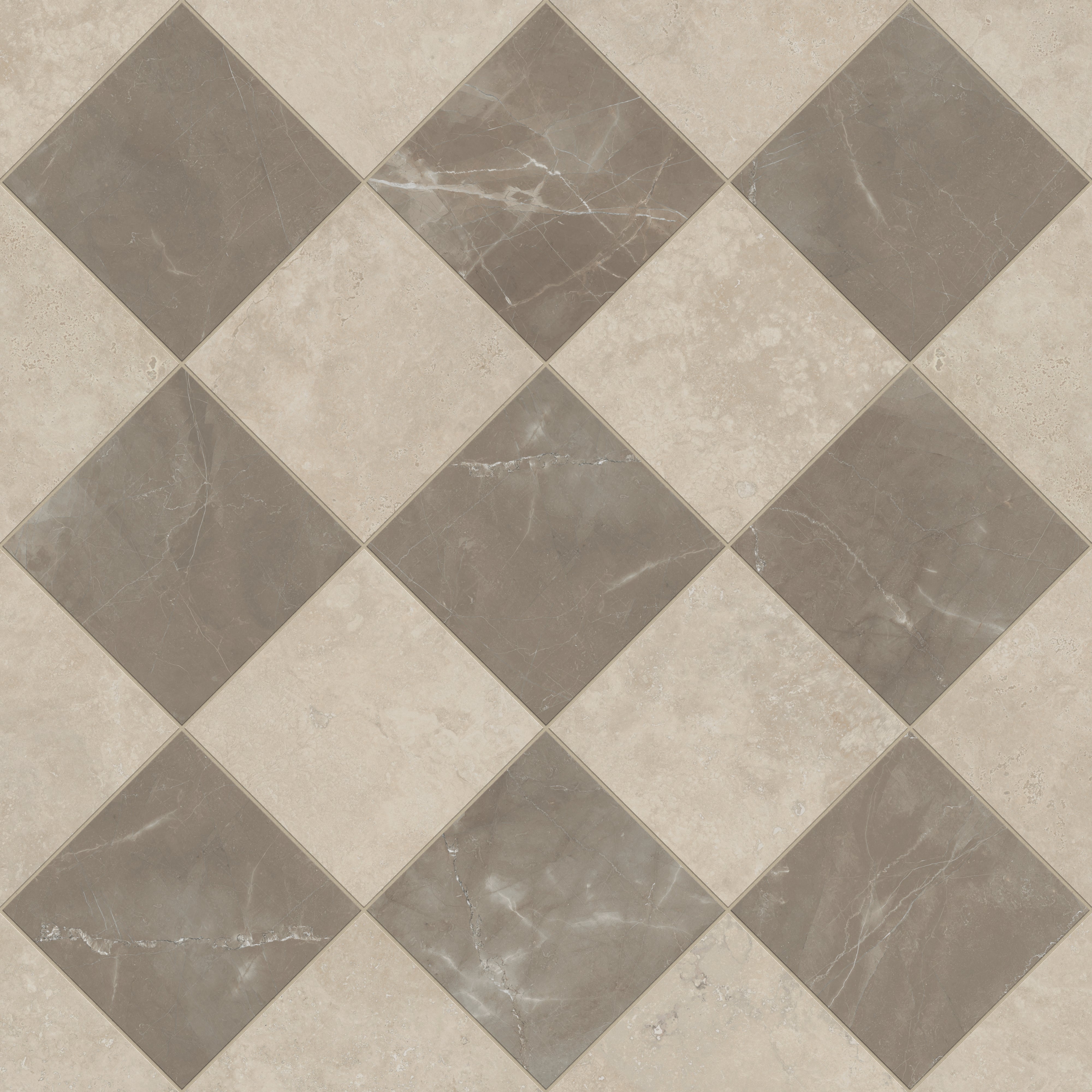 Leona 12x12 Checkerboard Matte Porcelain Tile in Marfil and Amani Bronze