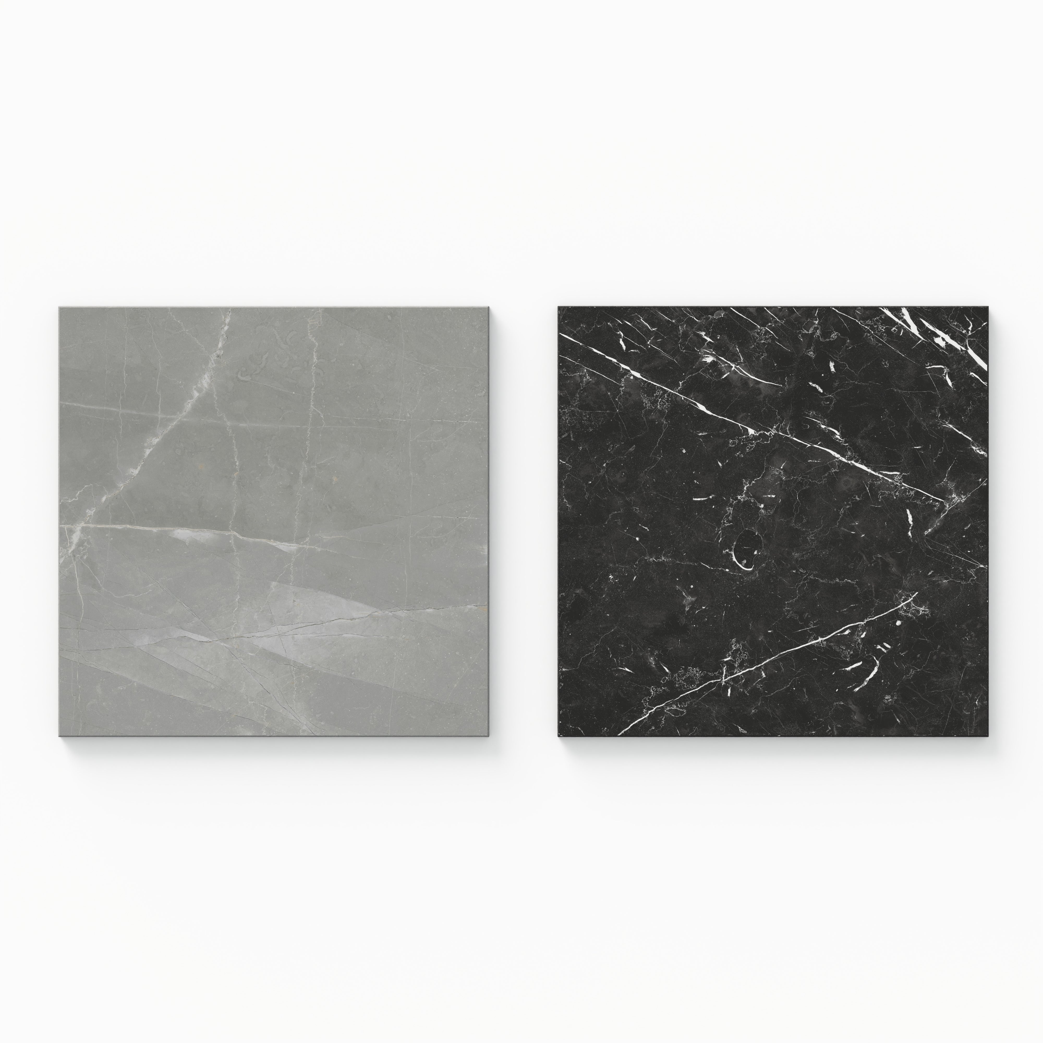 Leona 12x12 Checkerboard Polished Porcelain Tile in Amani Grey and Nero Marquina