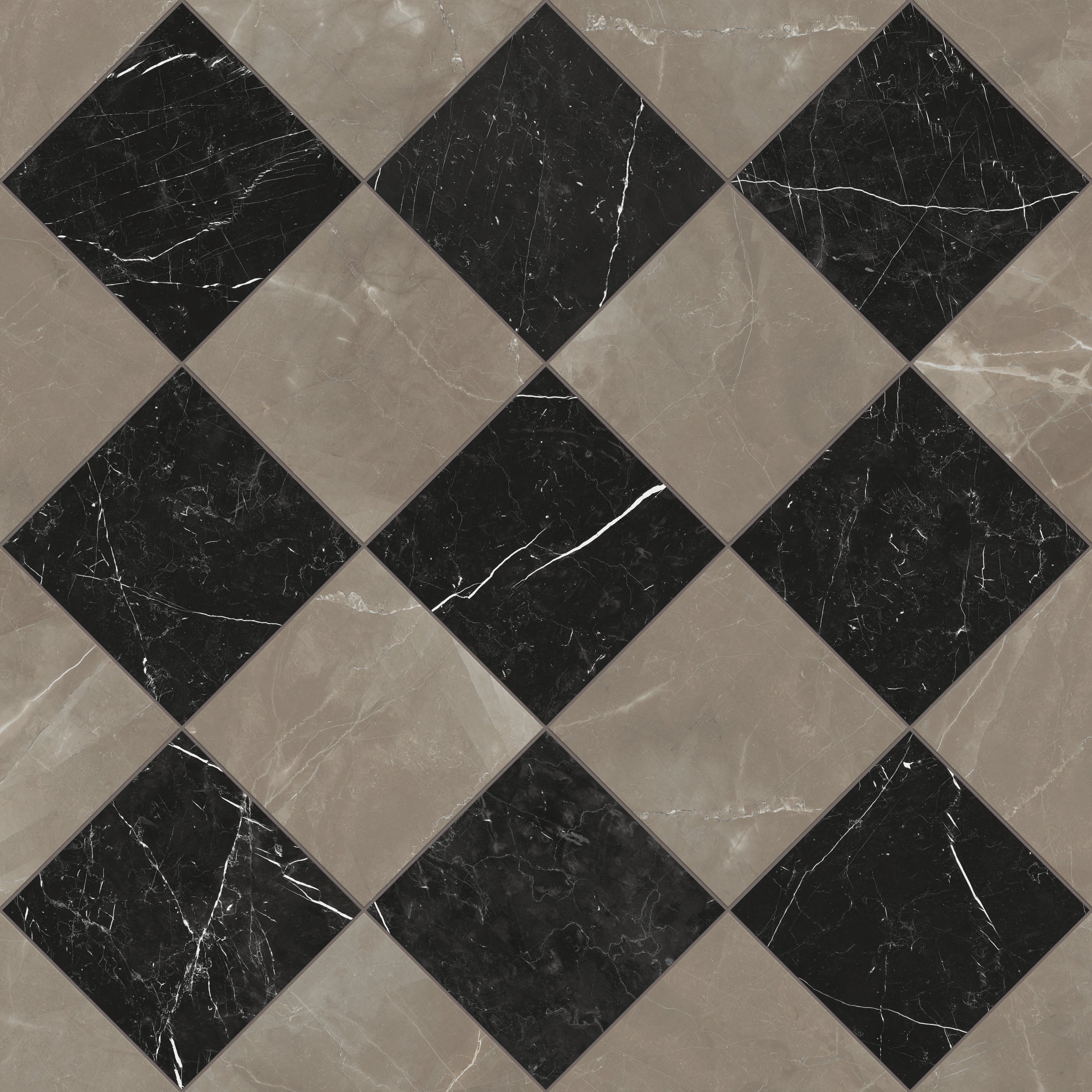 Leona 12x12 Checkerboard Matte Porcelain Tile in Amani Bronze and Nero Marquina