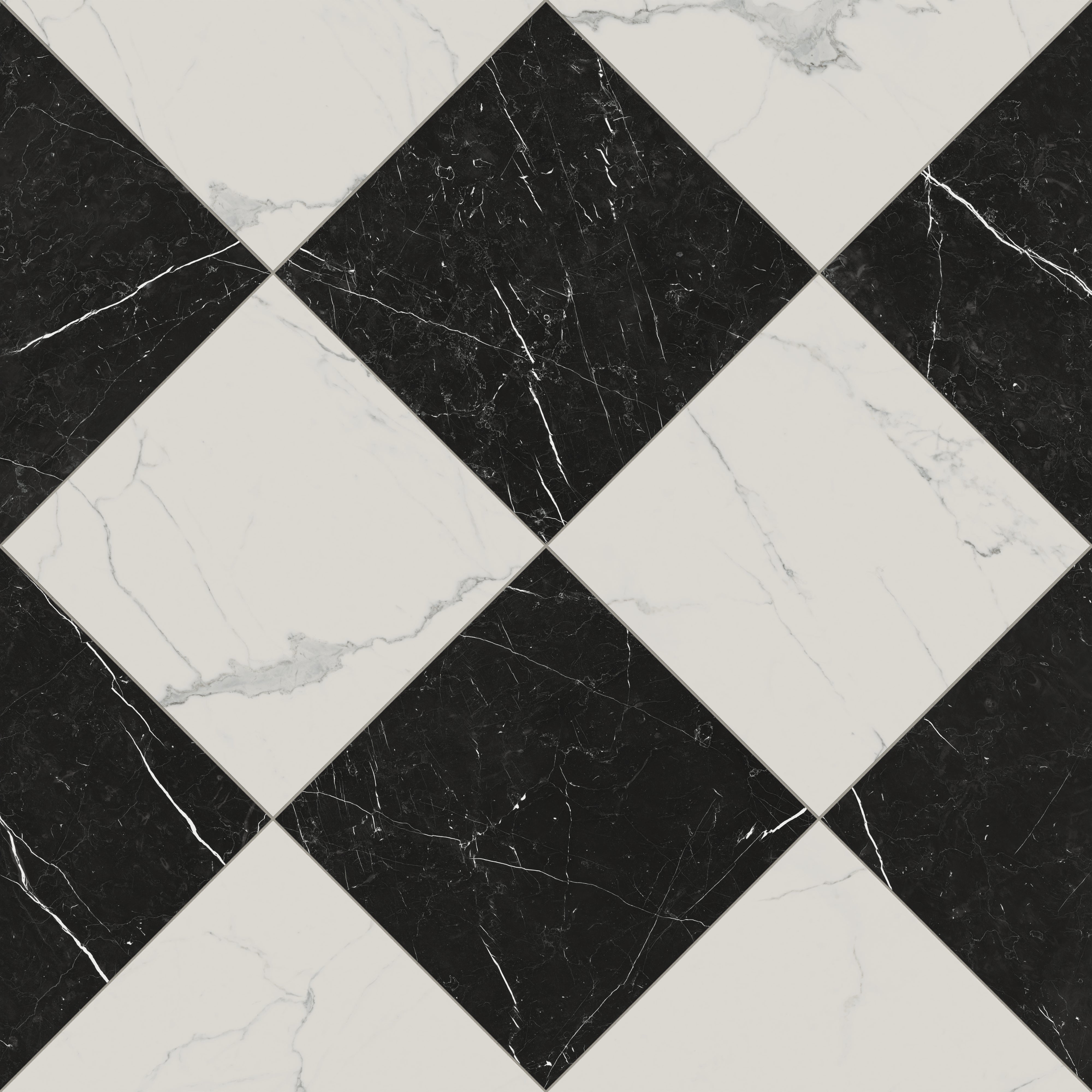 Leona 24x24 Checkerboard Matte Porcelain Tile in Calacatta and Nero Marquina