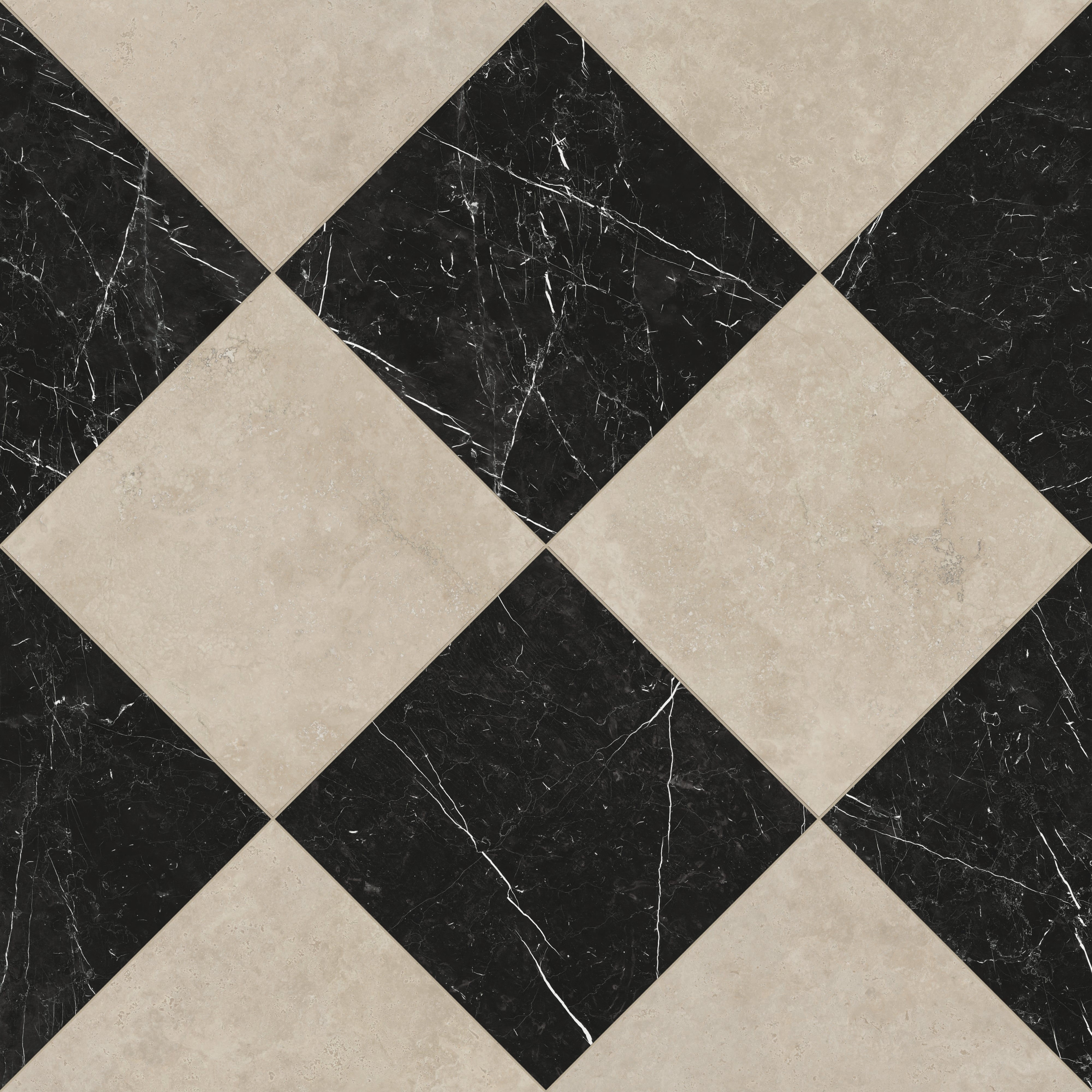 Leona 24x24 Checkerboard Matte Porcelain Tile in Marfil and Nero Marquina