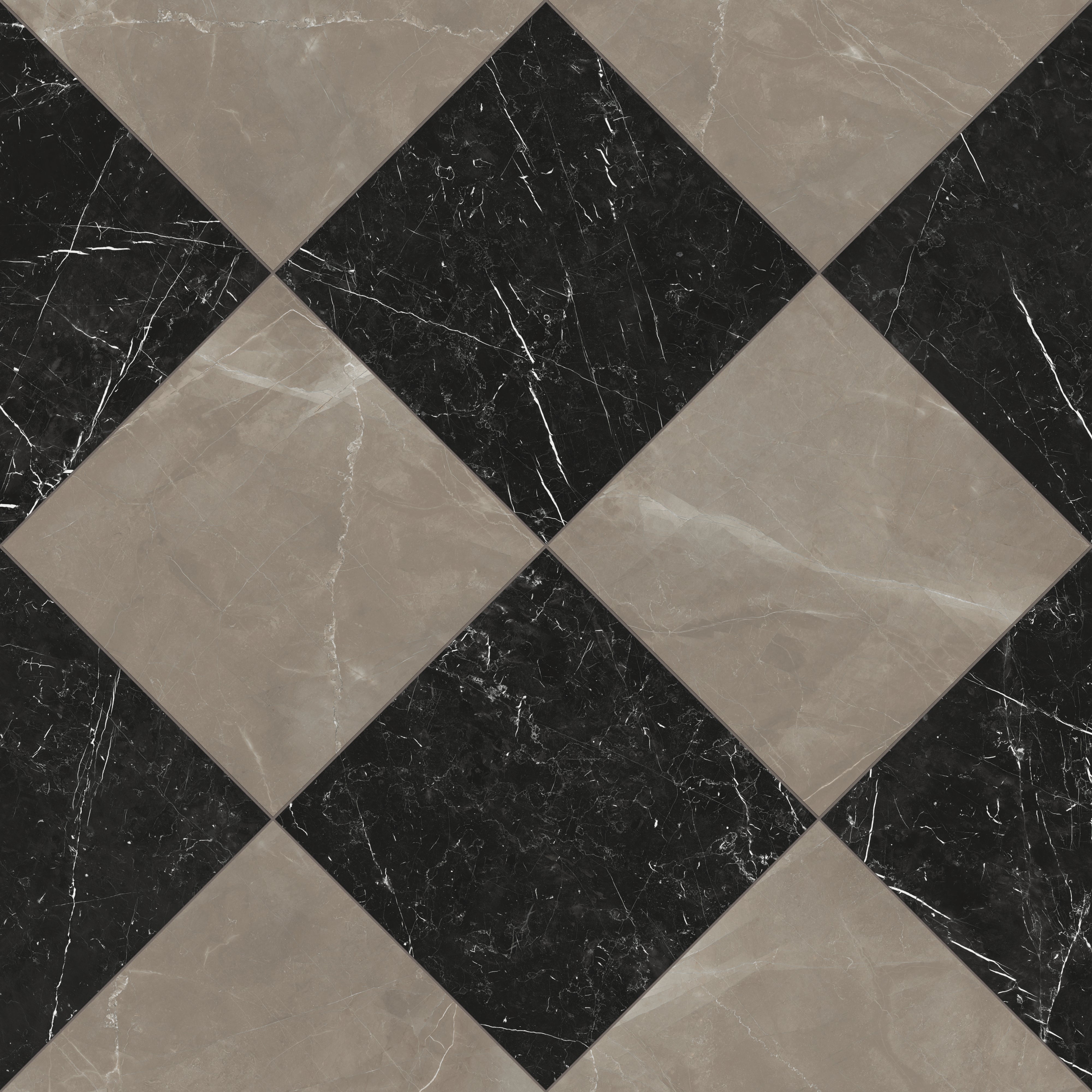 Leona 24x24 Checkerboard Matte Porcelain Tile in Amani Bronze and Nero Marquina