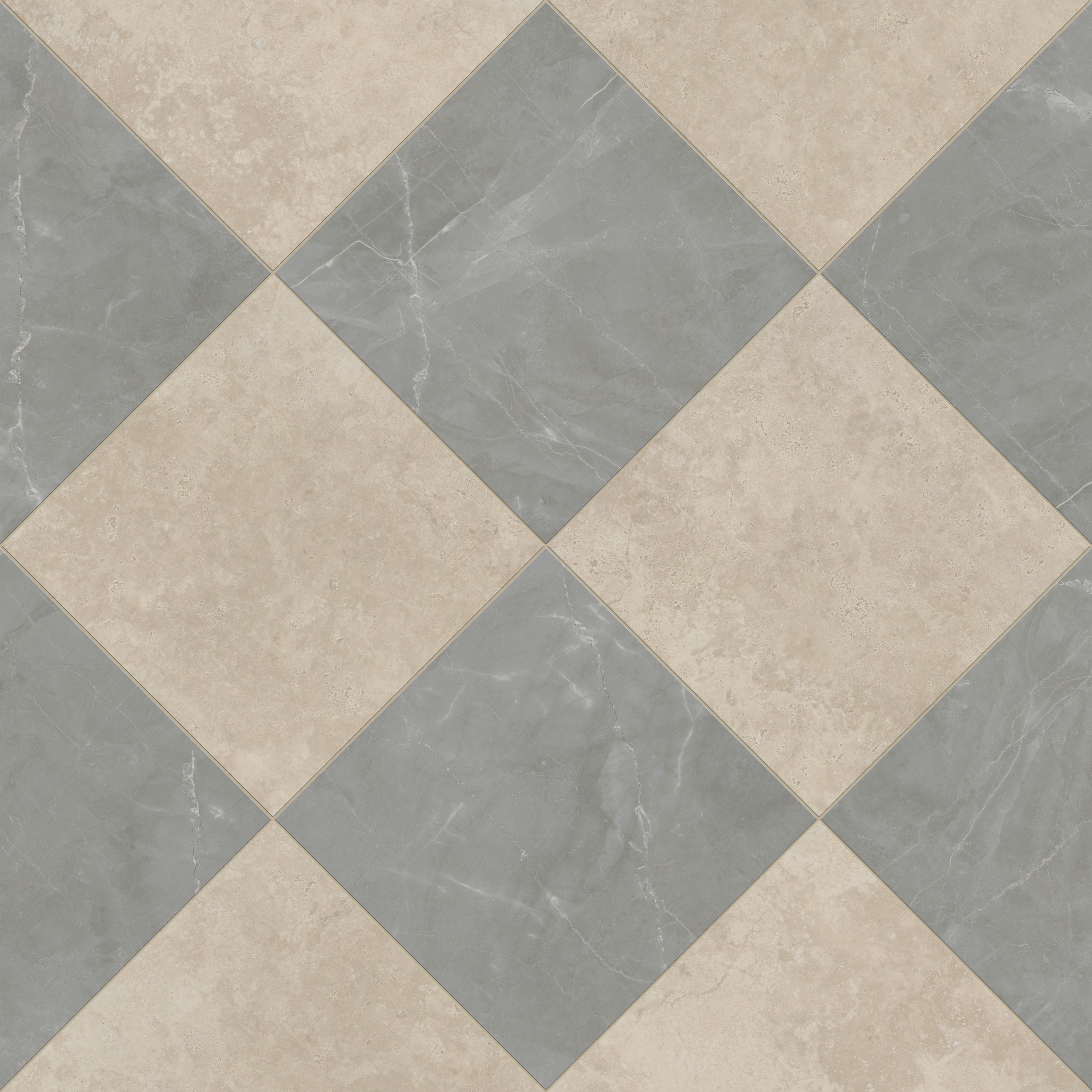 Leona 24x24 Checkerboard Matte Porcelain Tile in Marfil and Amani Grey