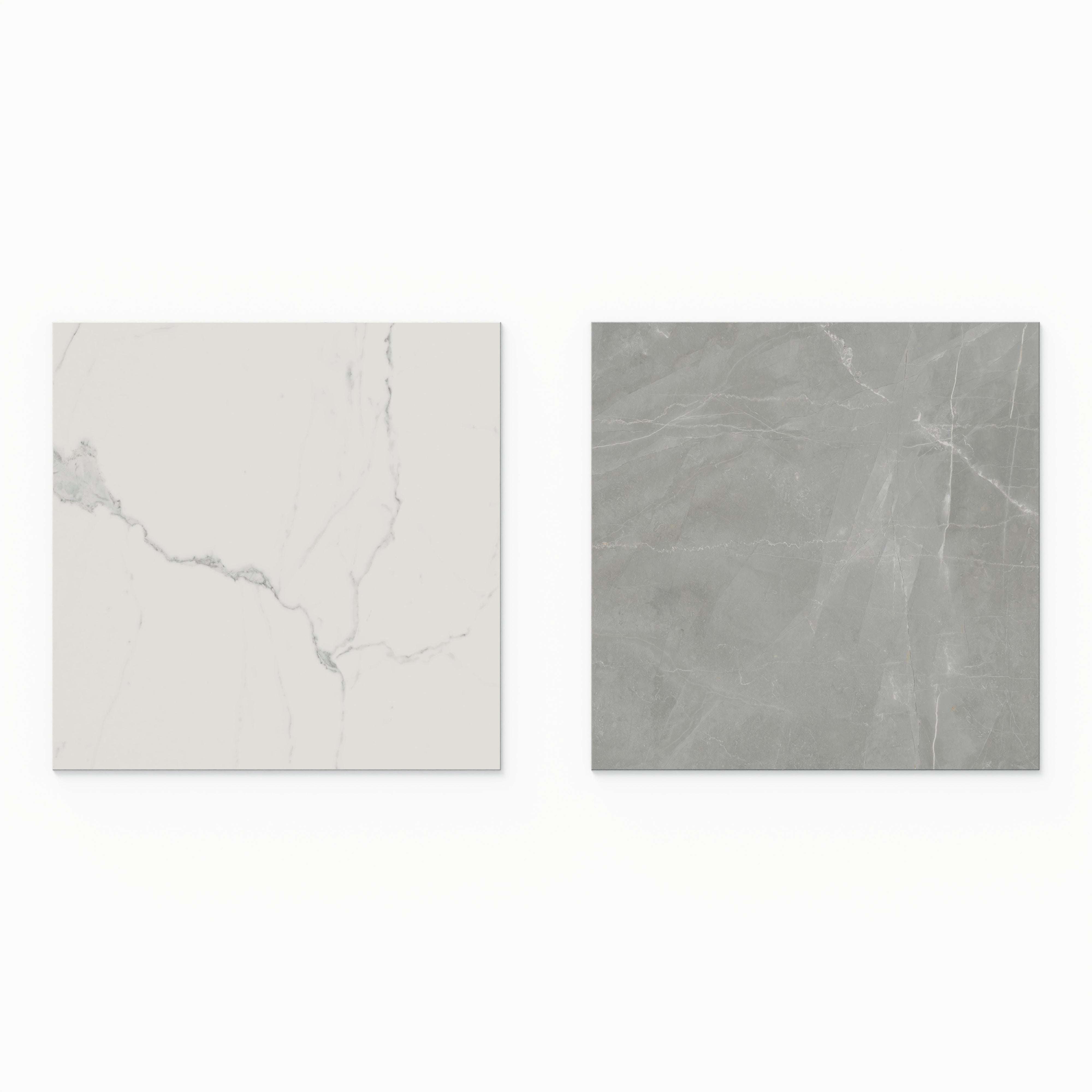 Leona 24x24 Checkerboard Polished Porcelain Tile in Calacatta and Amani Grey