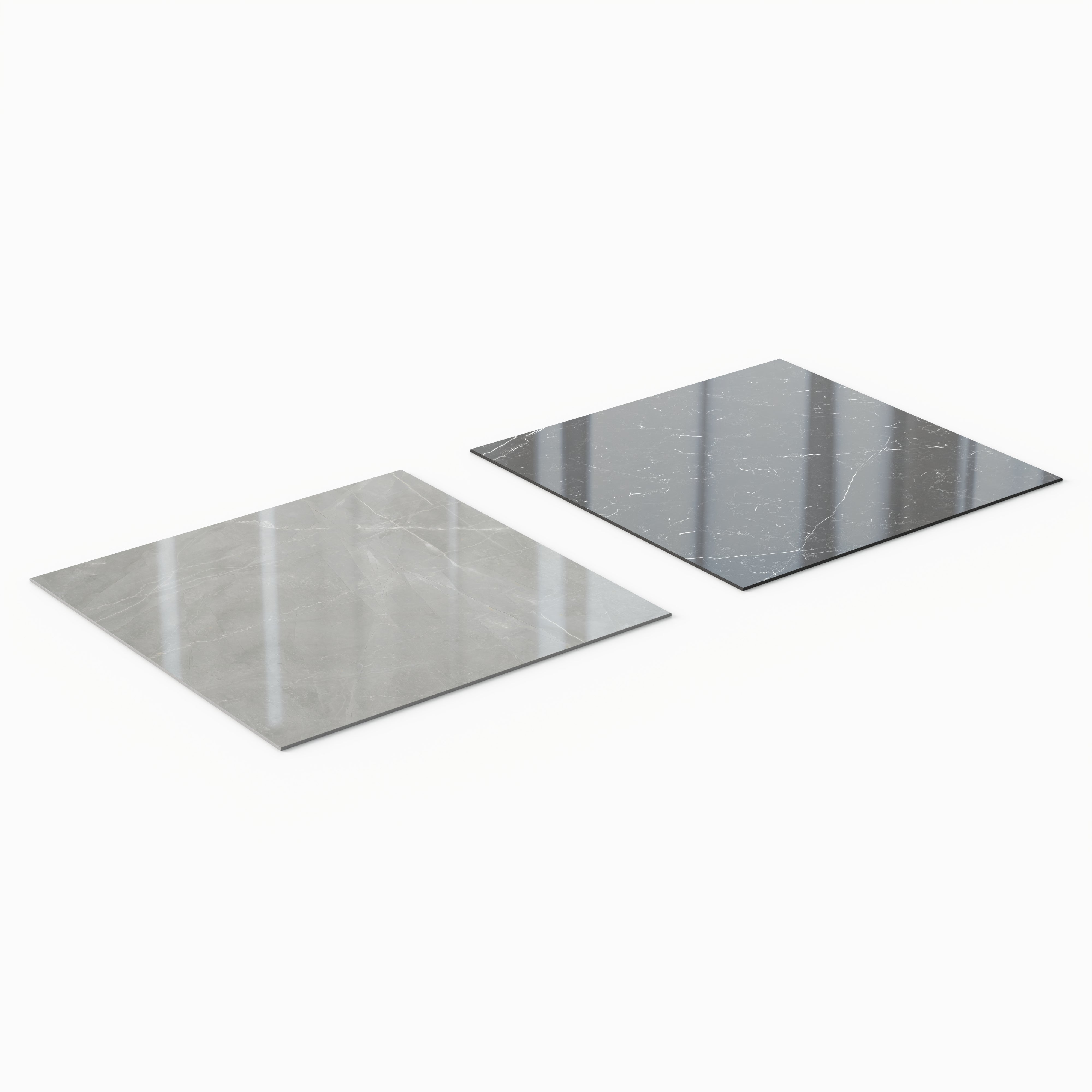 Leona 24x24 Checkerboard Polished Porcelain Tile in Amani Grey and Nero Marquina