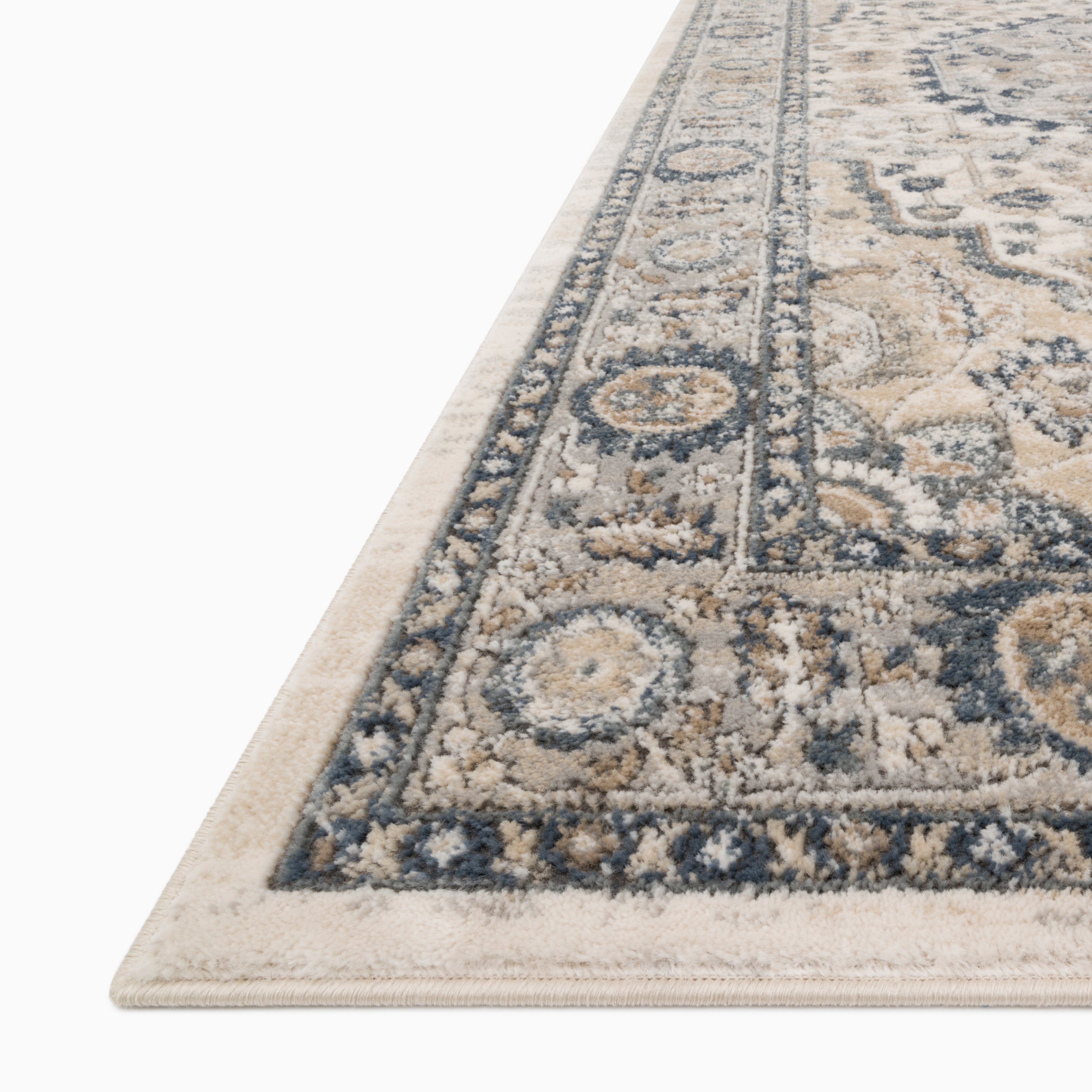 Charlise Polypropylene & Polyester Pile Rug in Bone / Denim