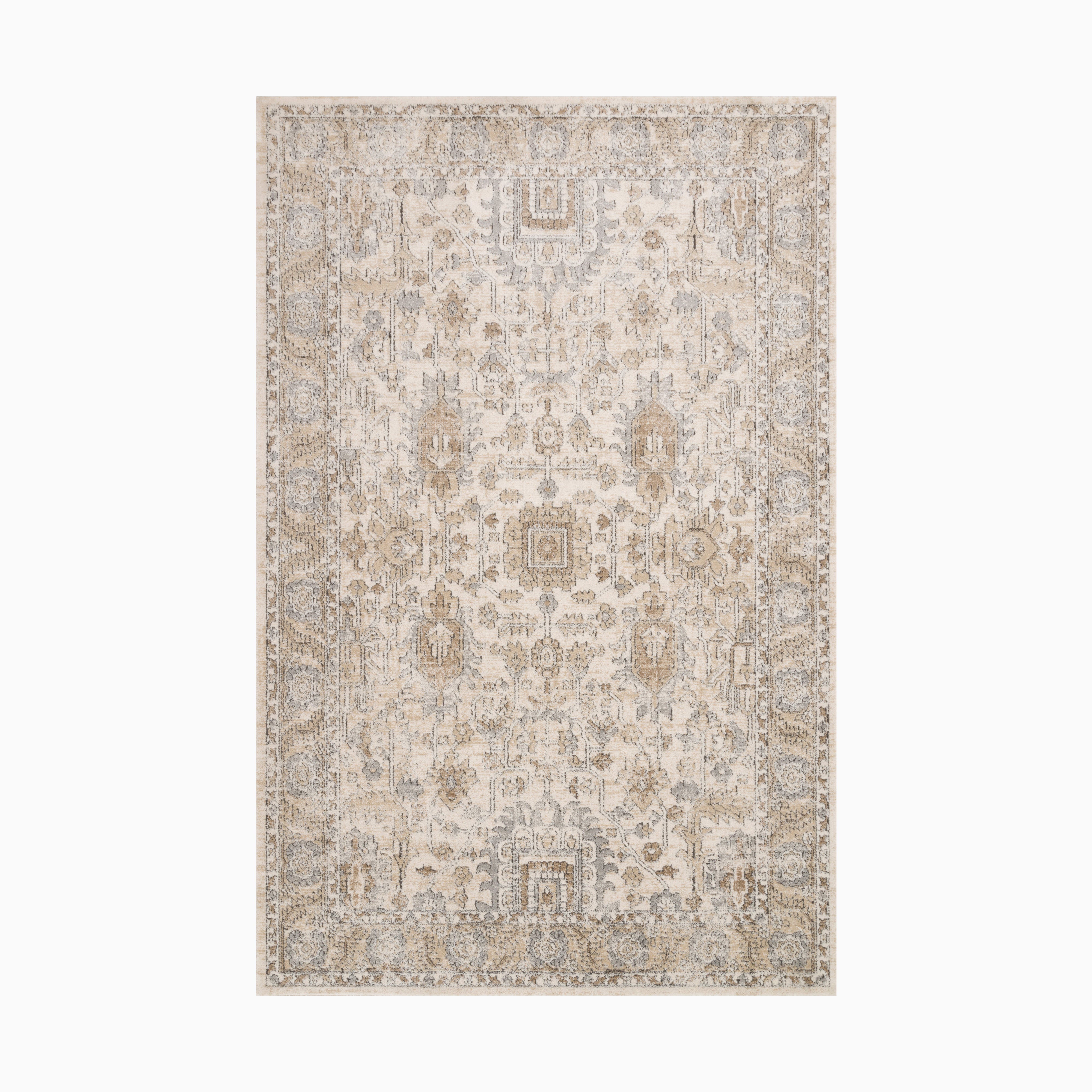 Charlise Polypropylene & Polyester Pile Rug in Cream / Fog