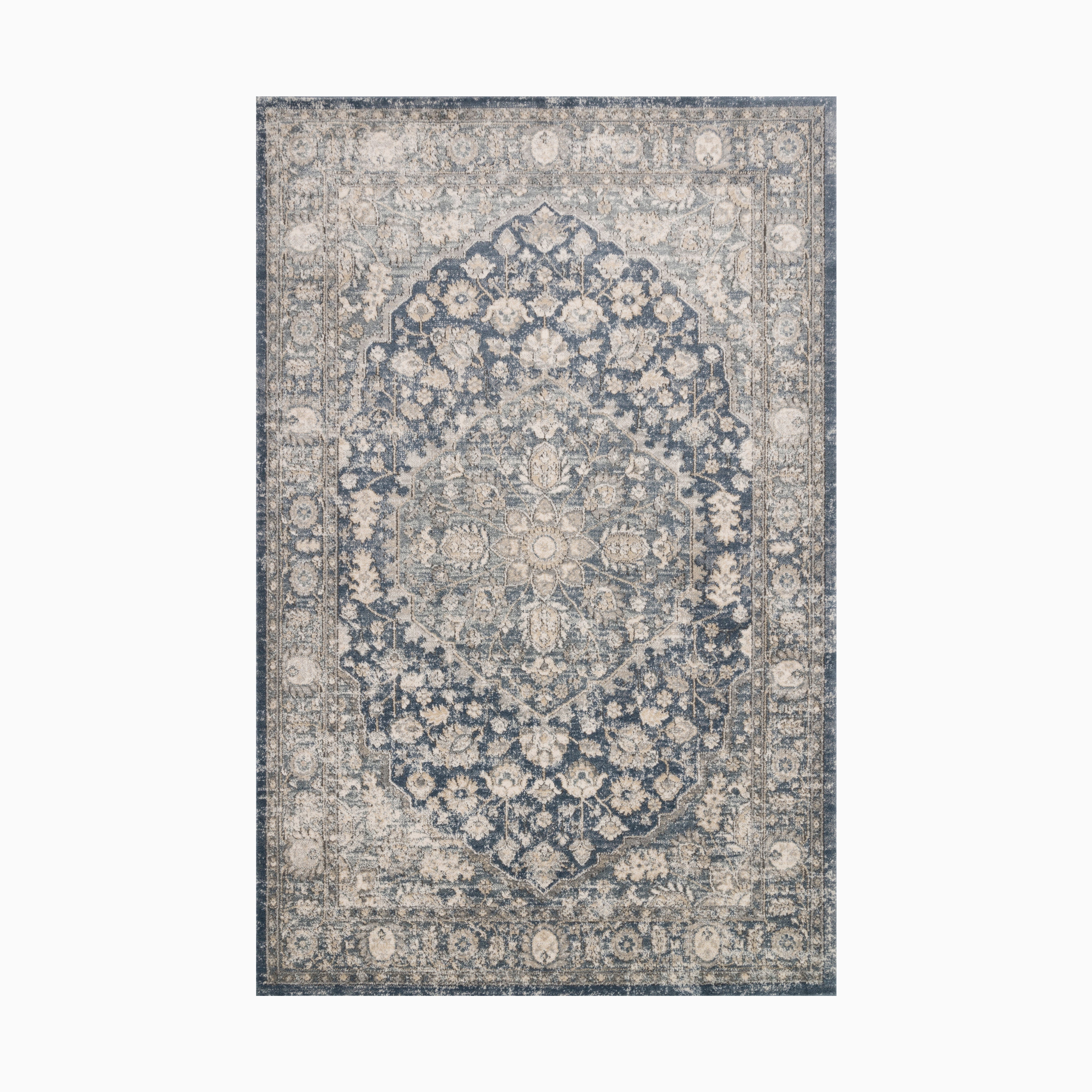 Charlise Polypropylene & Polyester Pile Rug in Navy / Khaki