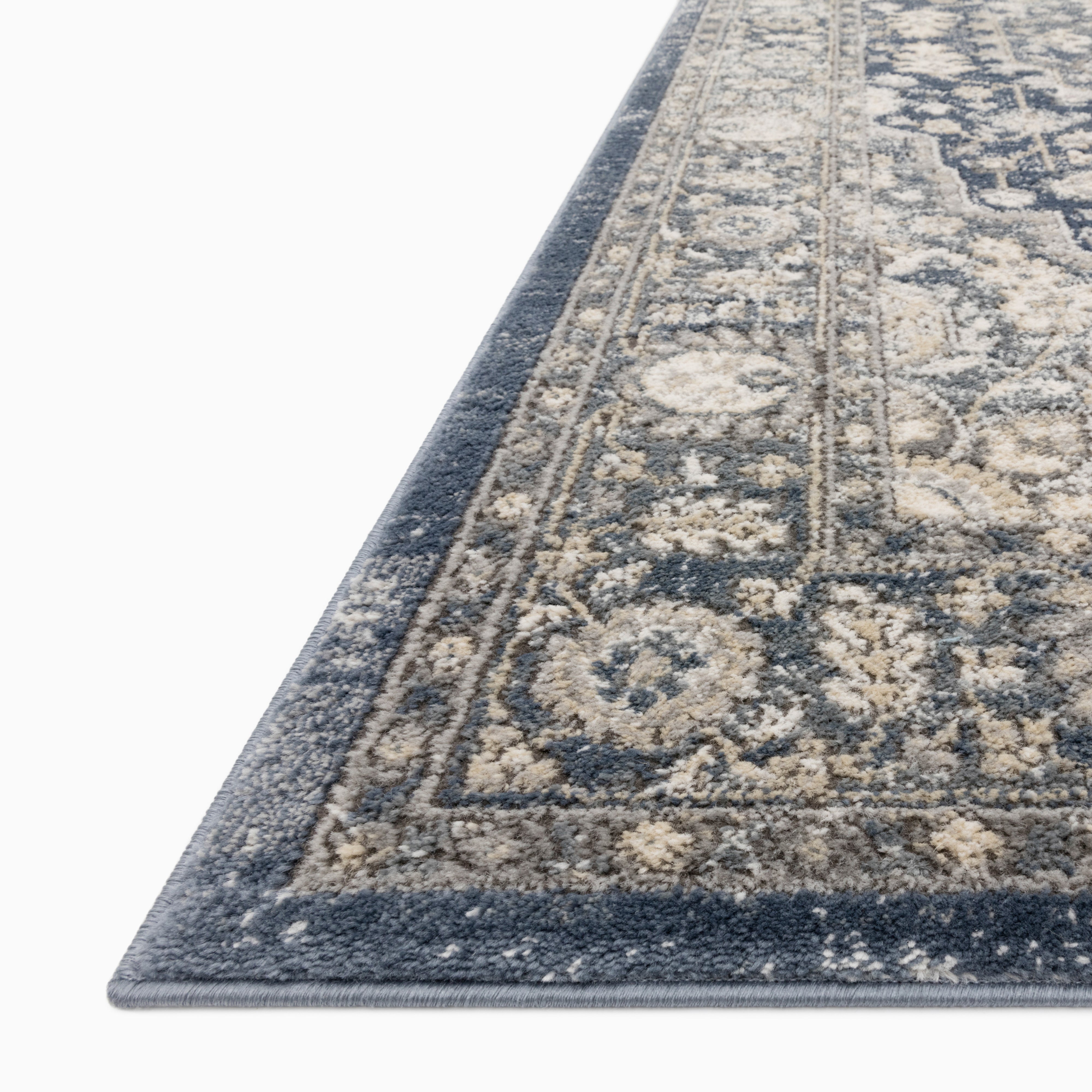 Charlise Polypropylene & Polyester Pile Rug in Navy / Khaki