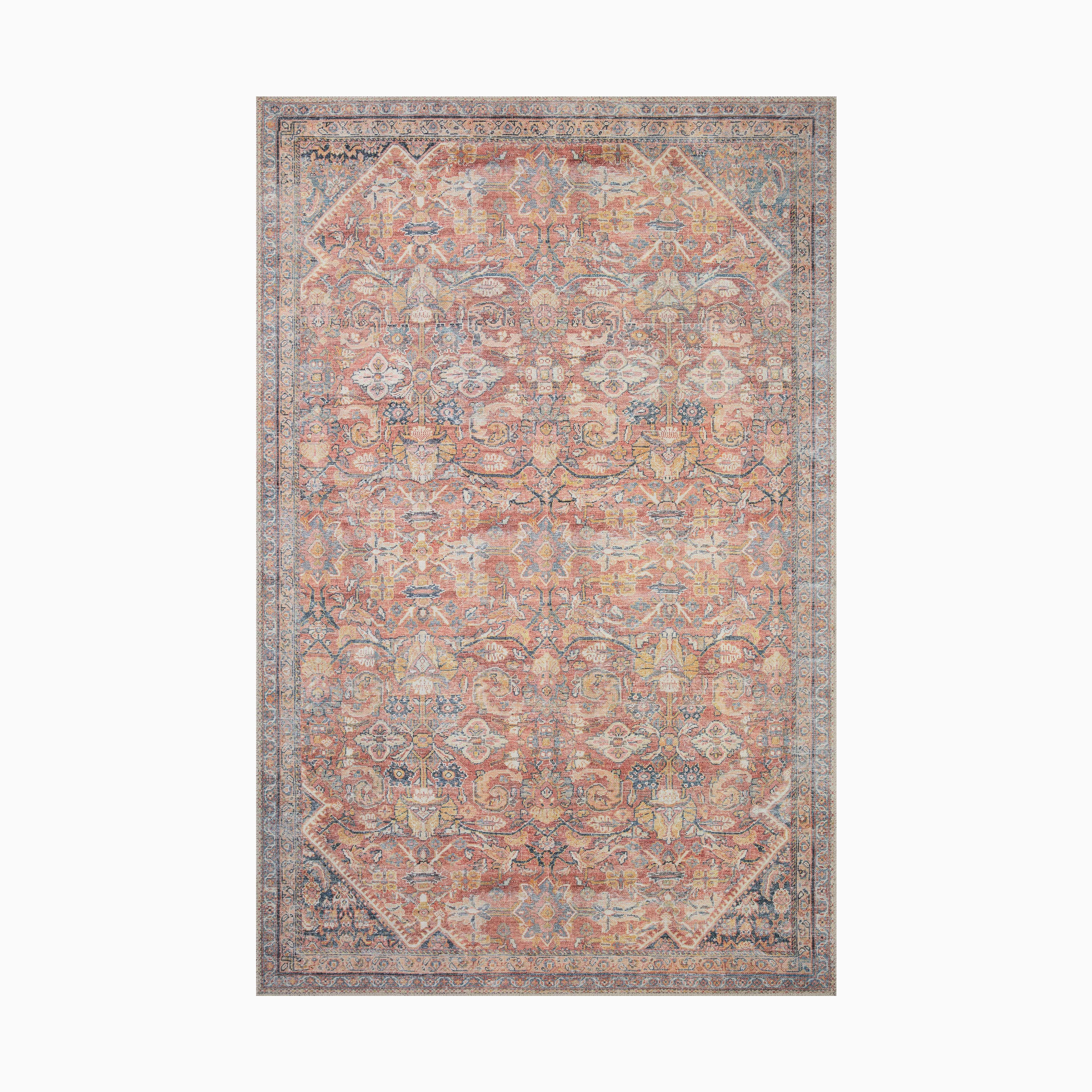 Georgette Polyester Pile Rug in Clay / Navy