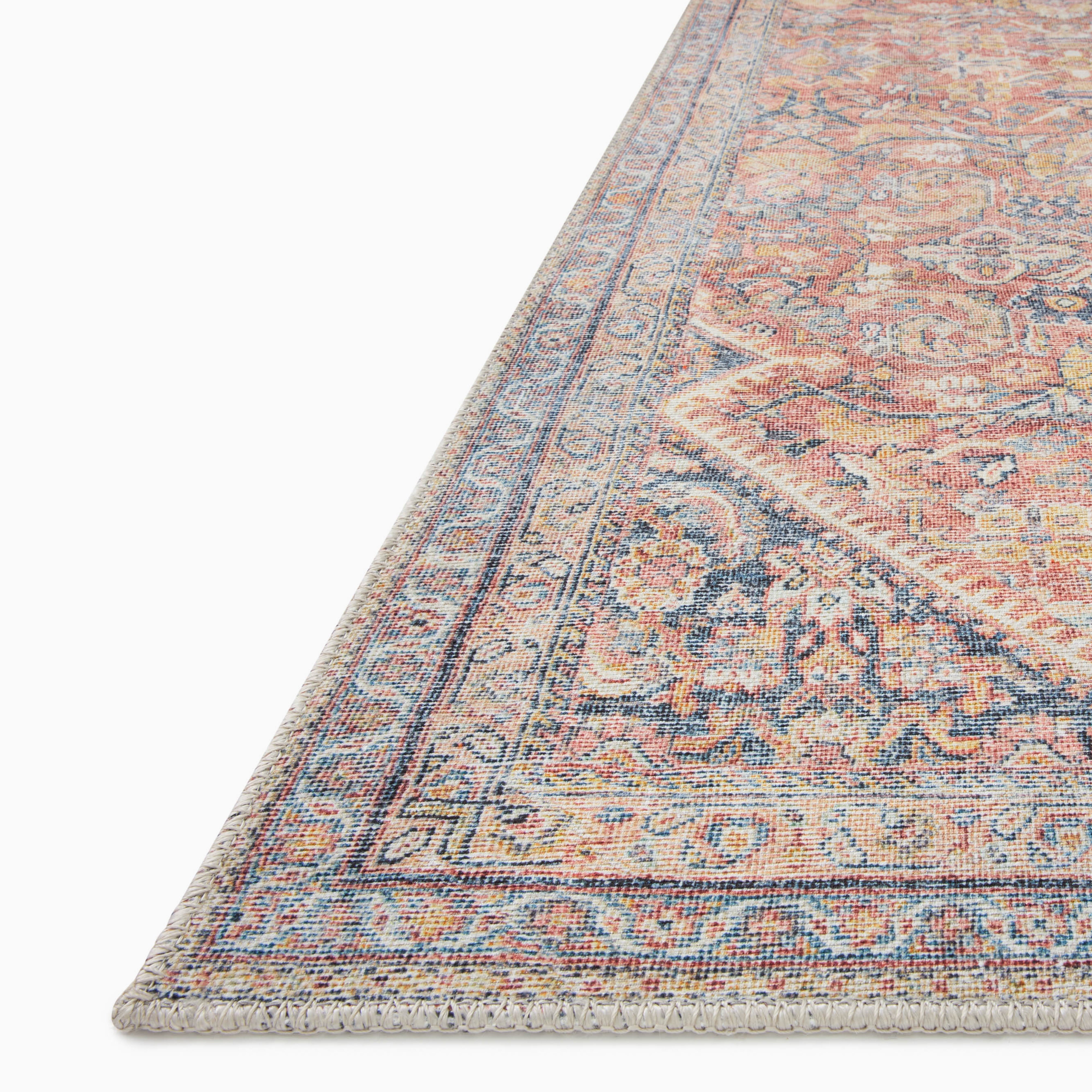 Georgette Polyester Pile Rug in Clay / Navy