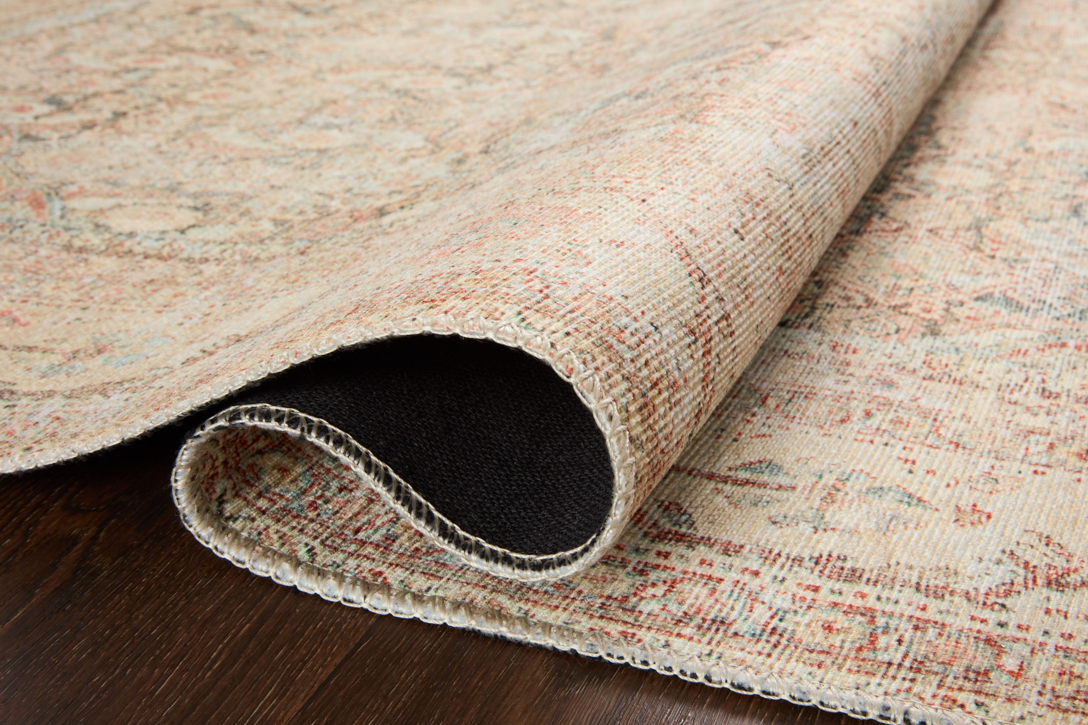 Georgette Polyester Pile Rug in Sand / Peach