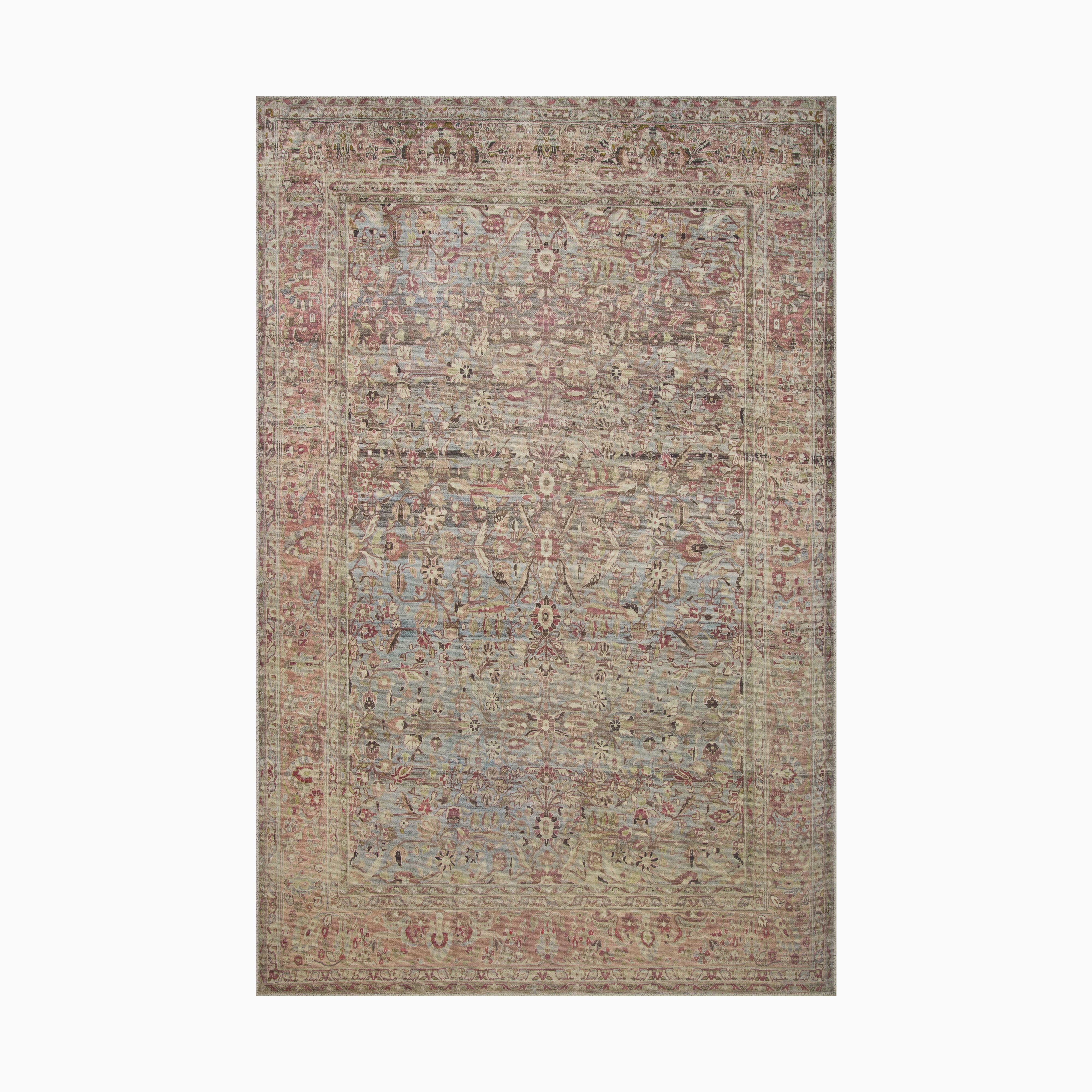 Georgette Polyester Pile Rug in Sky / Blush