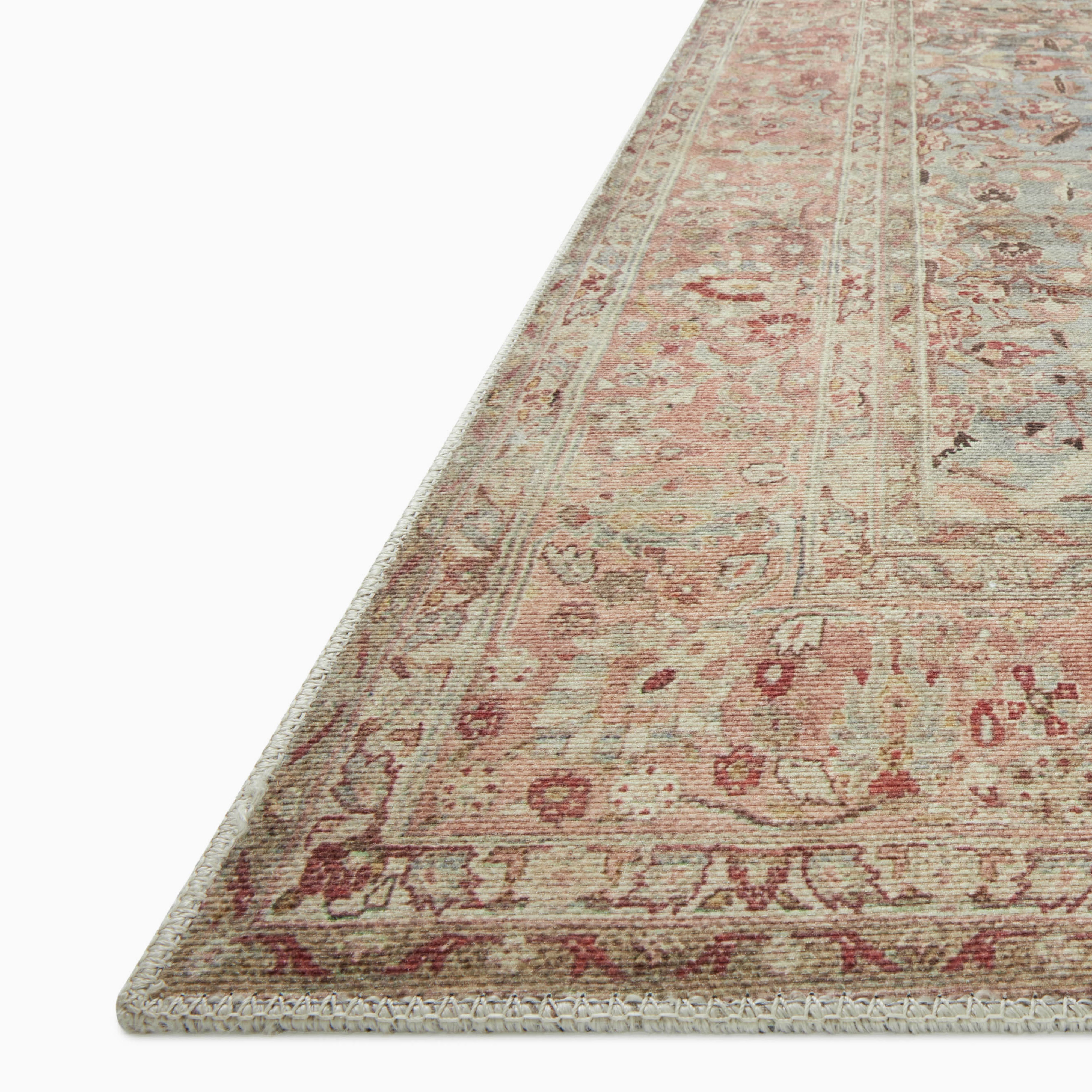 Georgette Polyester Pile Rug in Sky / Blush