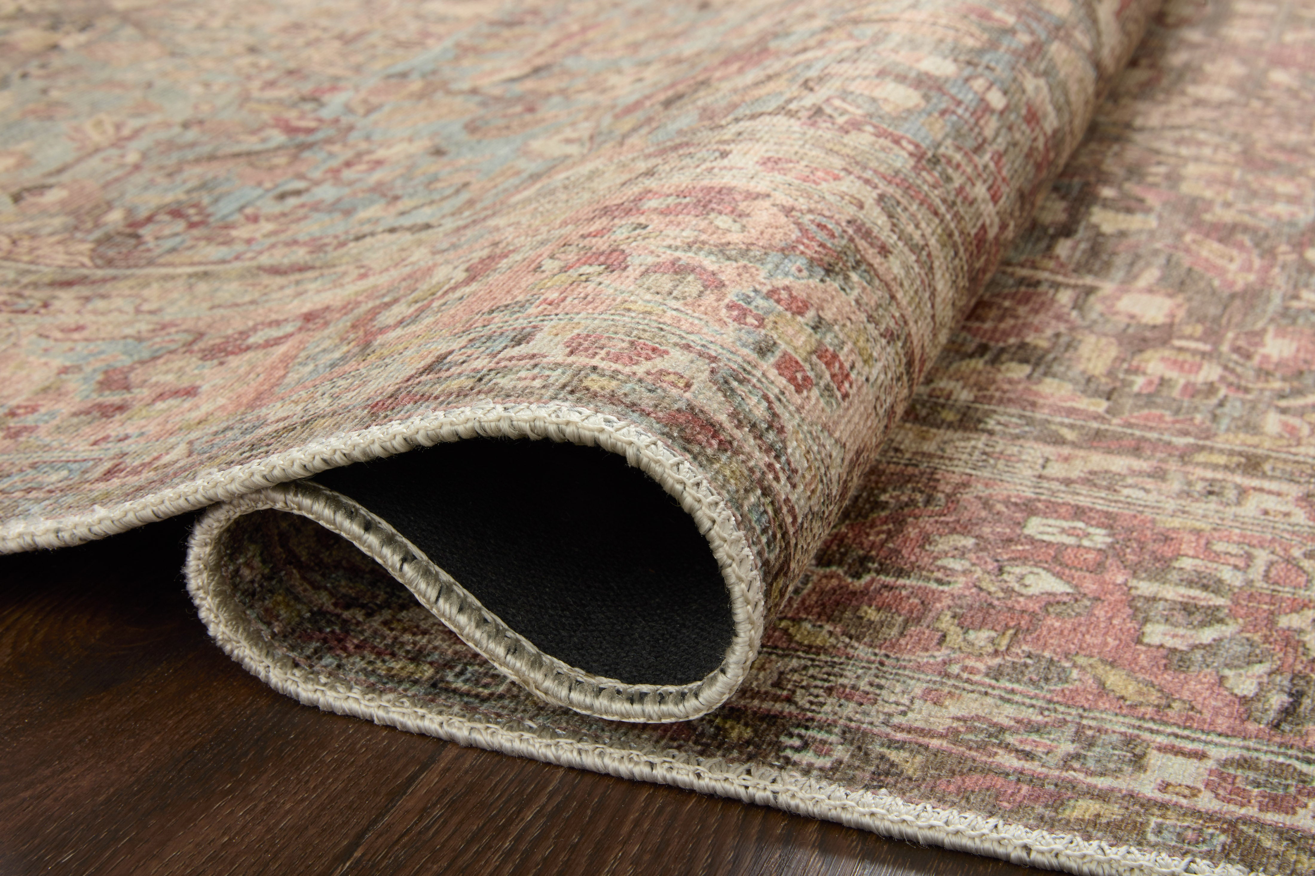 Georgette Polyester Pile Rug in Sky / Blush