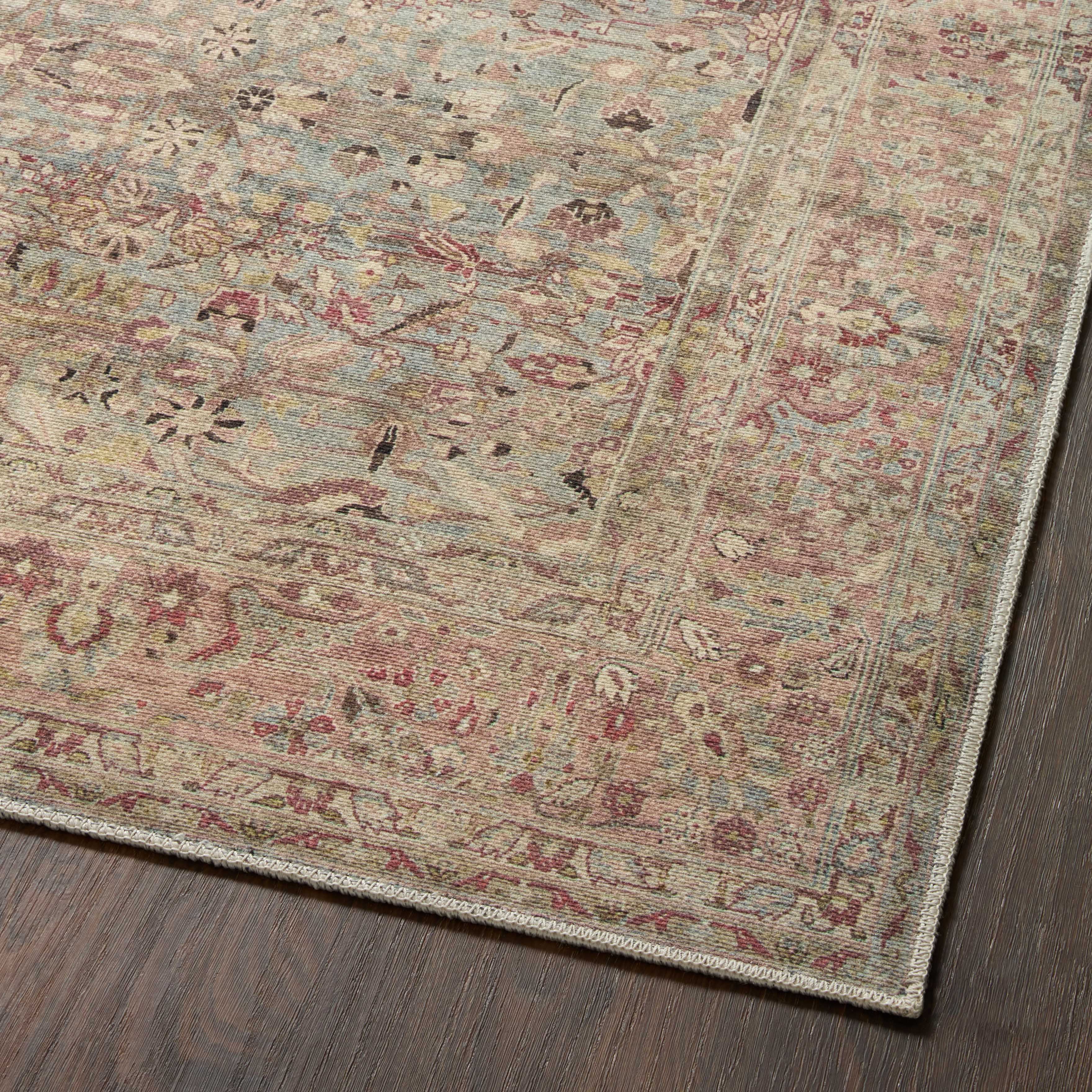 Georgette Polyester Pile Rug in Sky / Blush