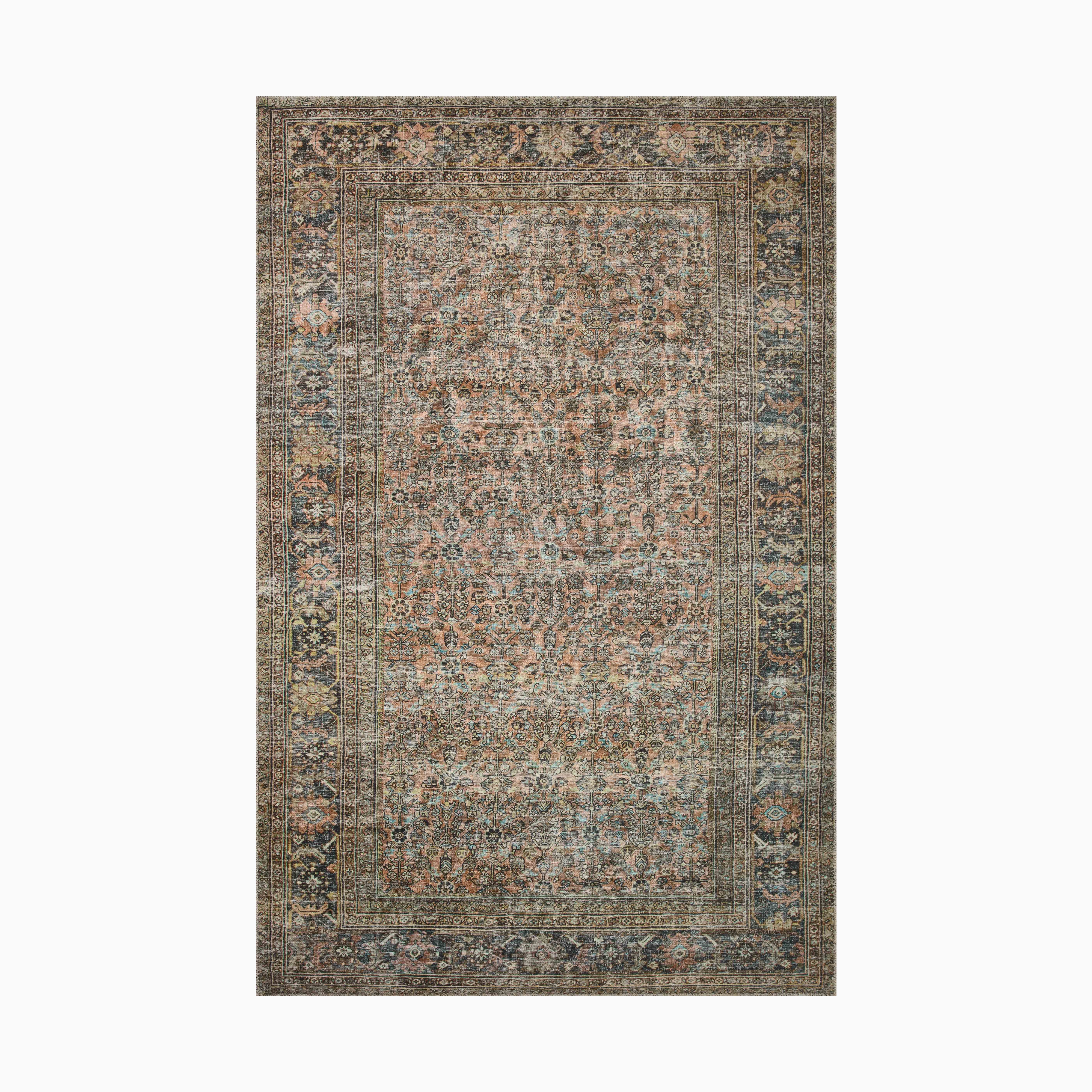 Georgette Polyester Pile Rug in Spice / Indigo