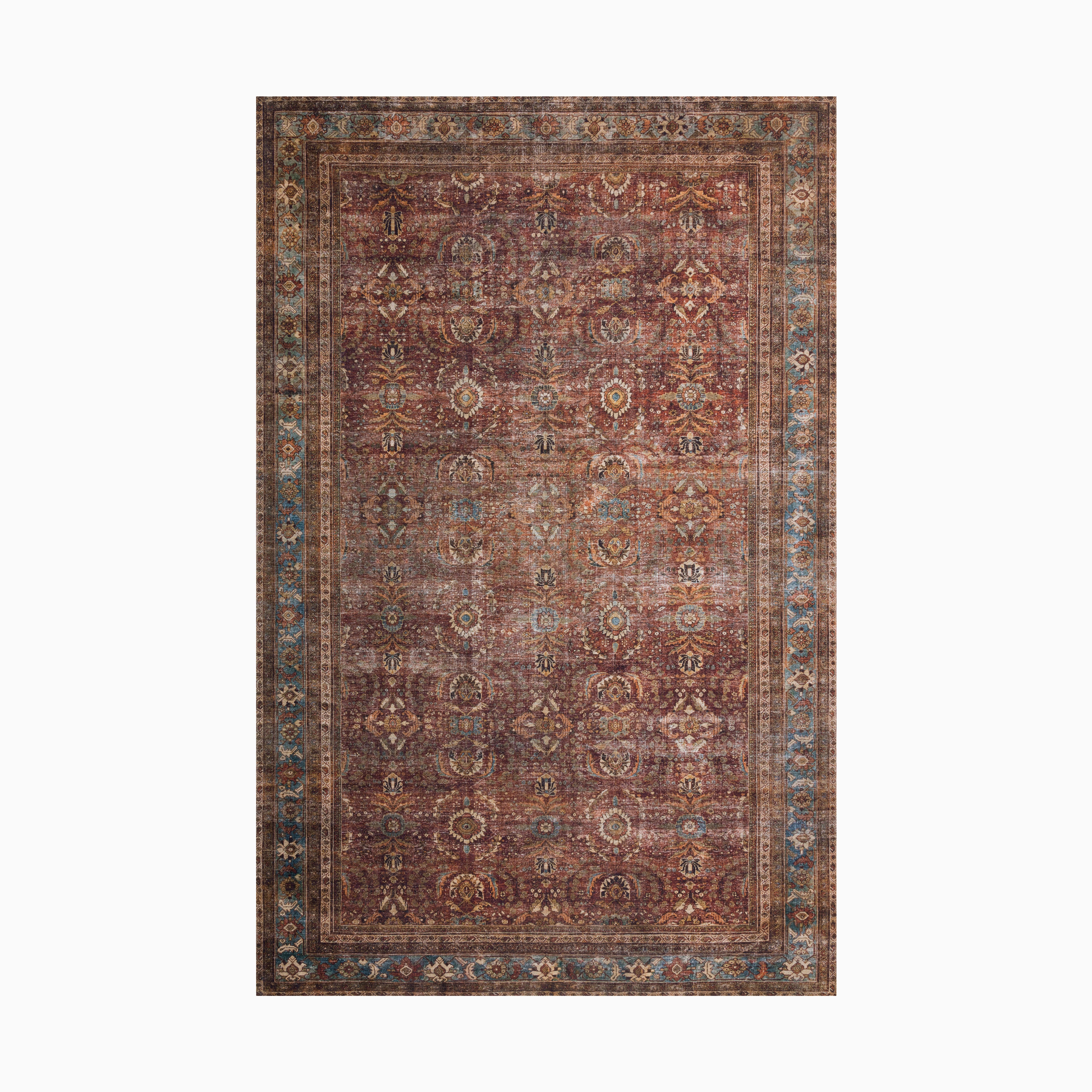 Hutchinson Polyester Face Rug in Burgundy / Denim