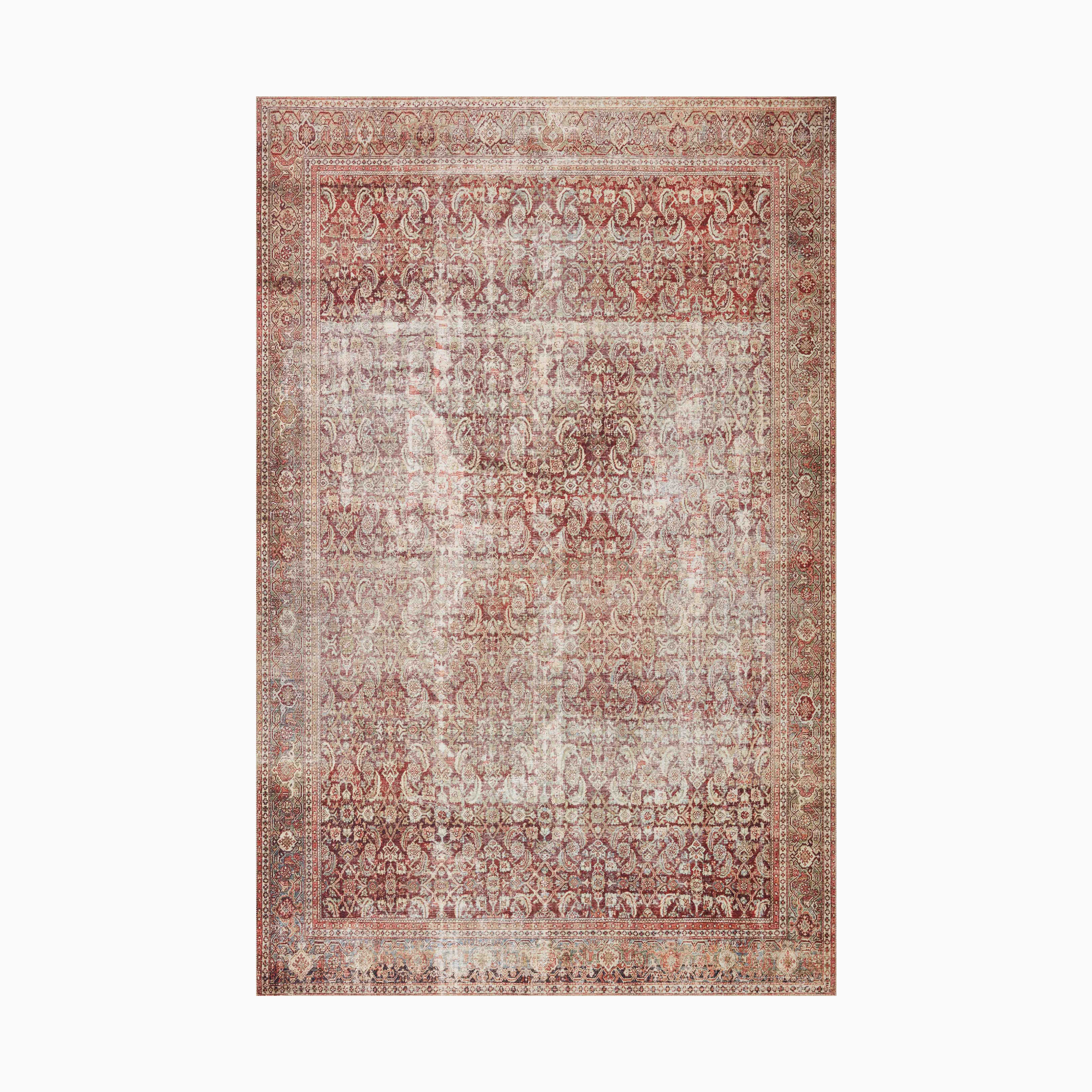 Hutchinson Polyester Face Rug in Burgundy / Khaki