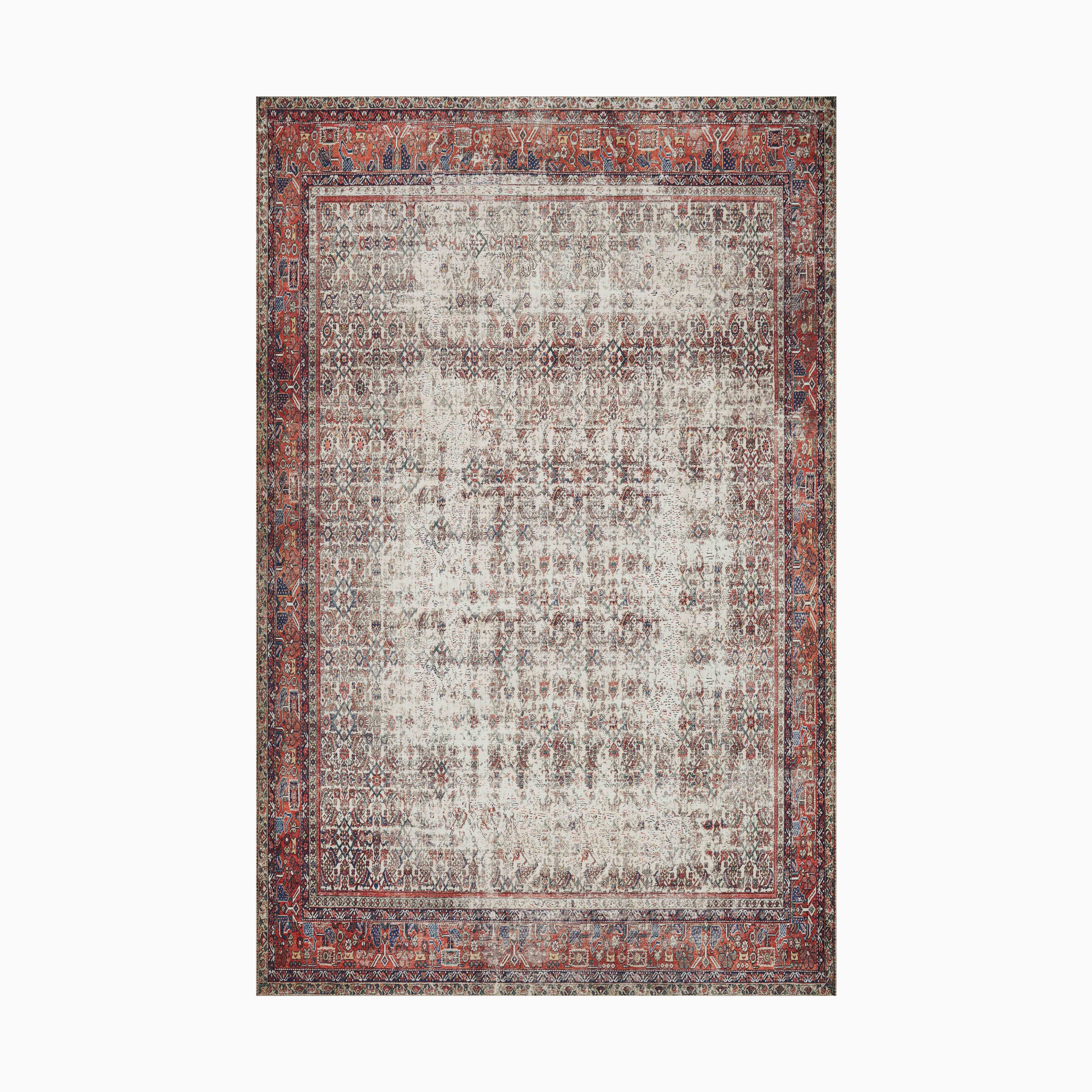 Hutchinson Polyester Face Rug in Fog / Crimson