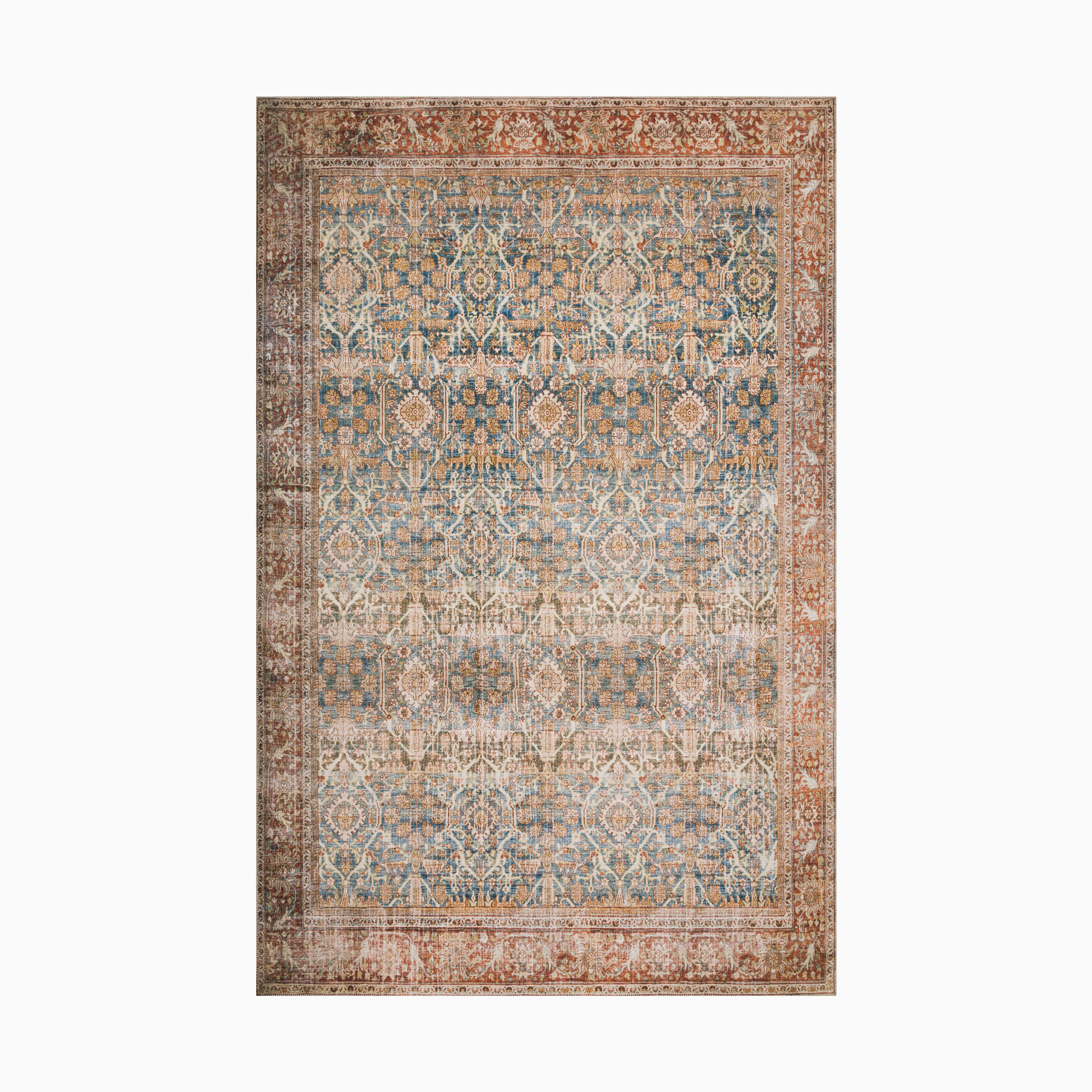 Hutchinson Polyester Face Rug in Lake / Terracota