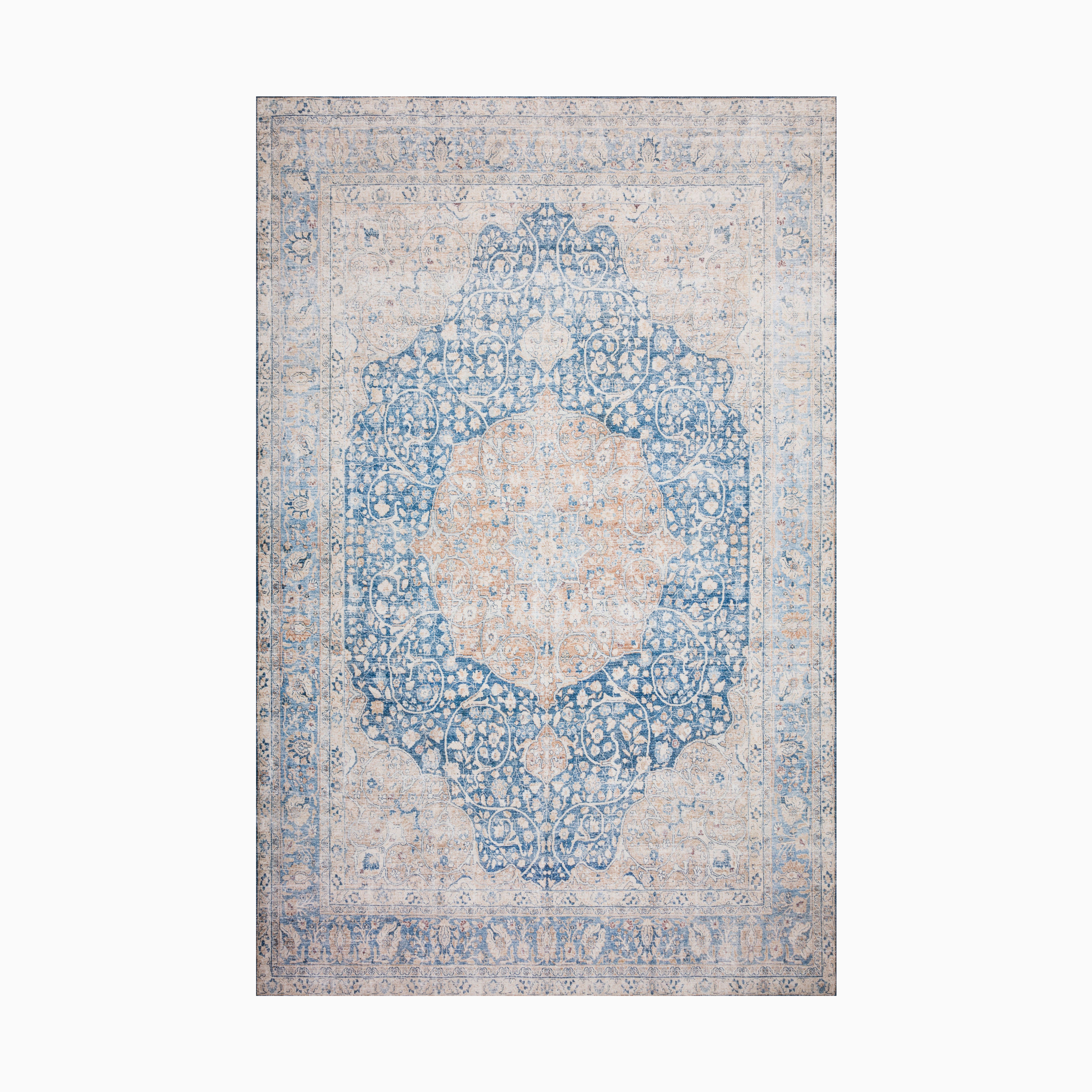 Hutchinson Polyester Face Rug in Marine / Peach