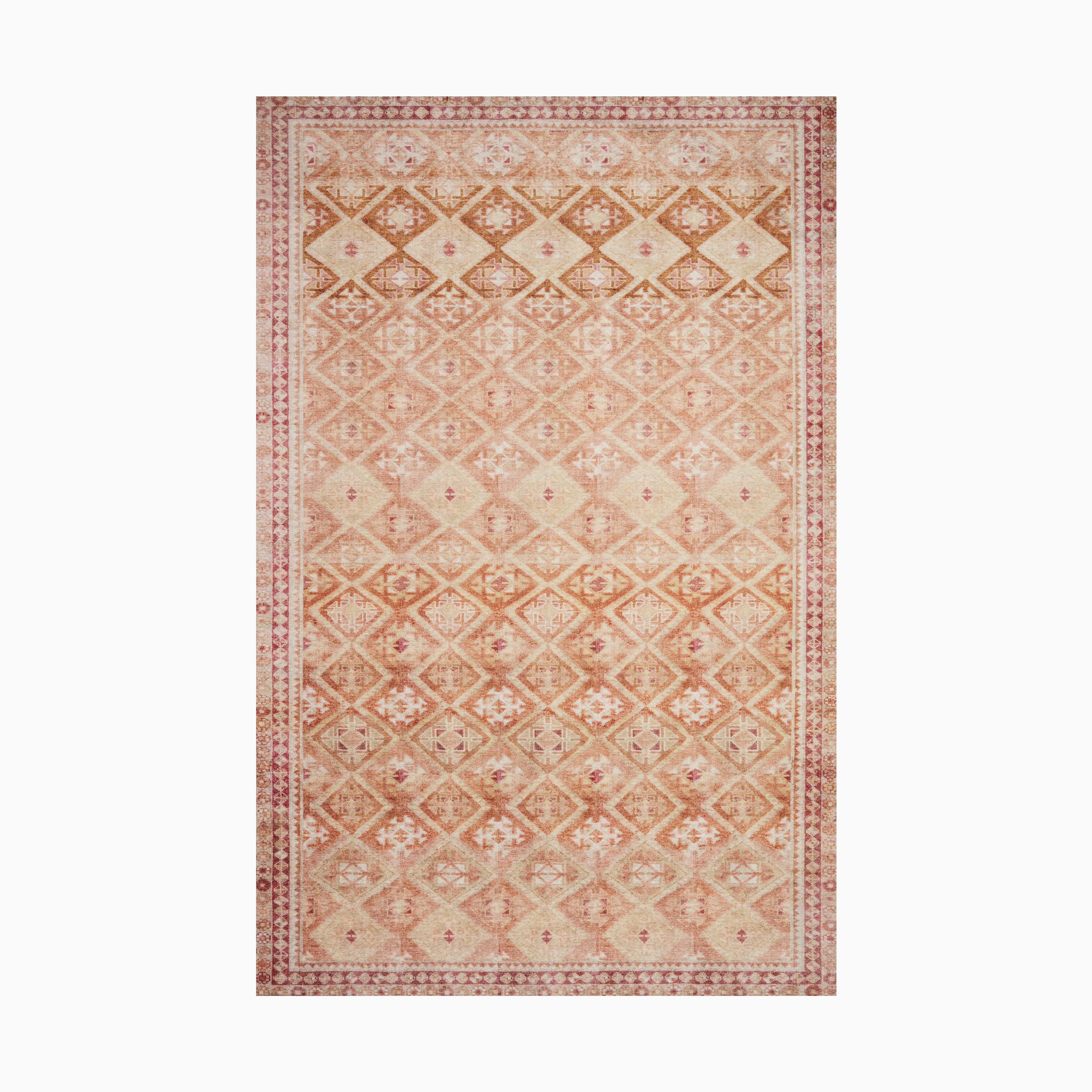 Hutchinson Polyester Face Rug in Sand / Terracotta