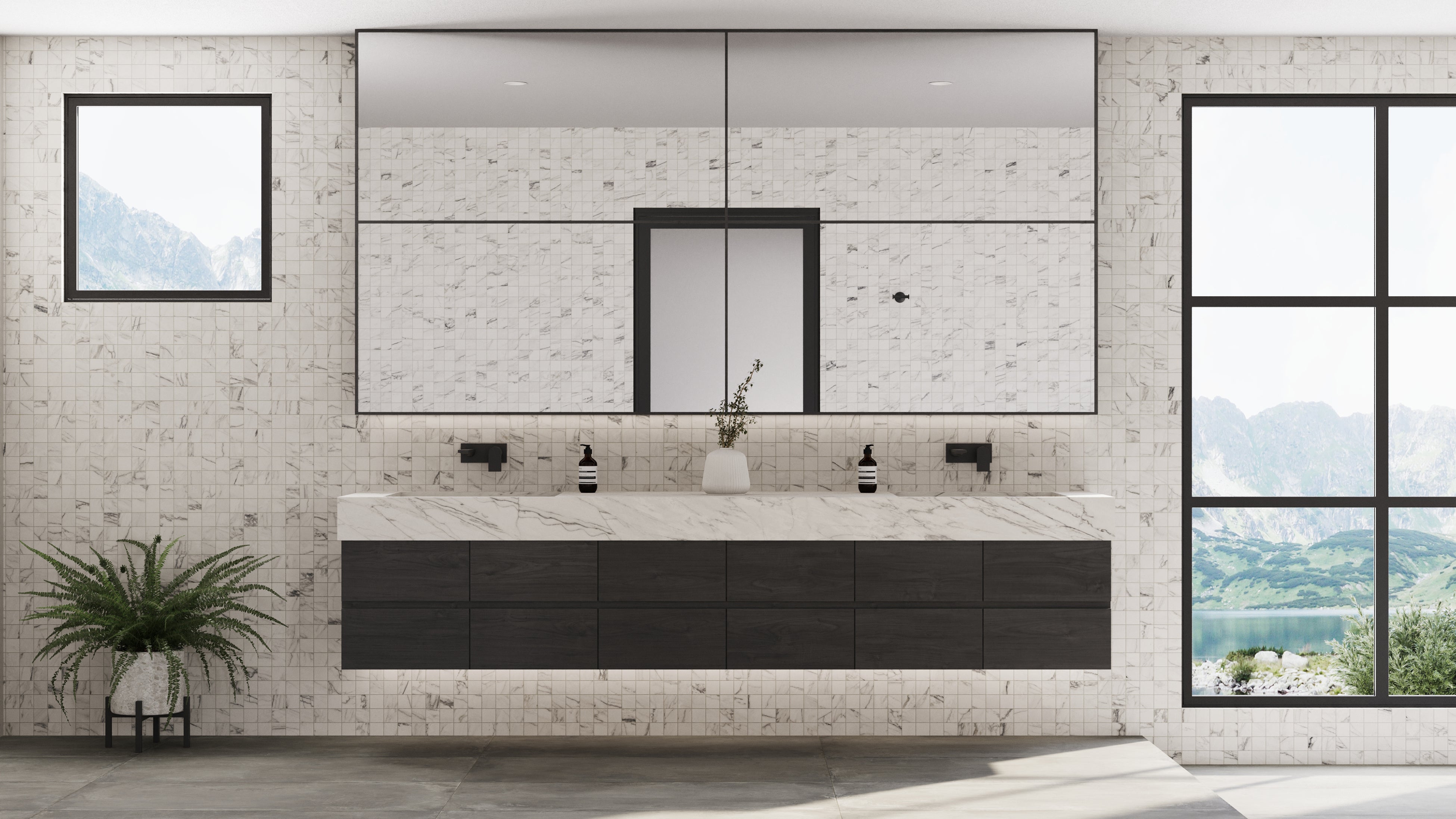 Aniston 2x2 Matte Porcelain Mosaic Tile in Calacatta Quarzite