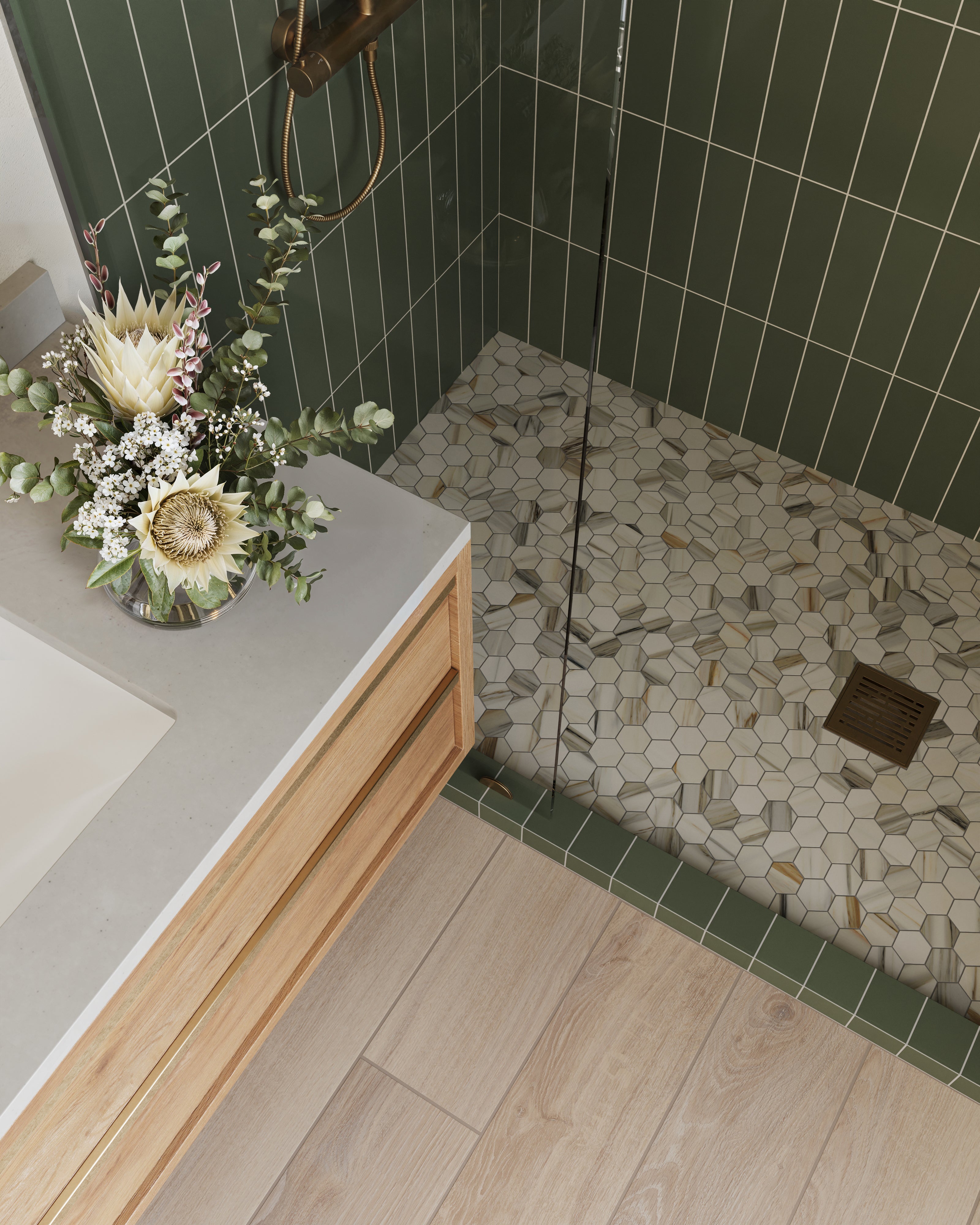 Teagan 3x12 Glossy Ceramic Tile in Moss