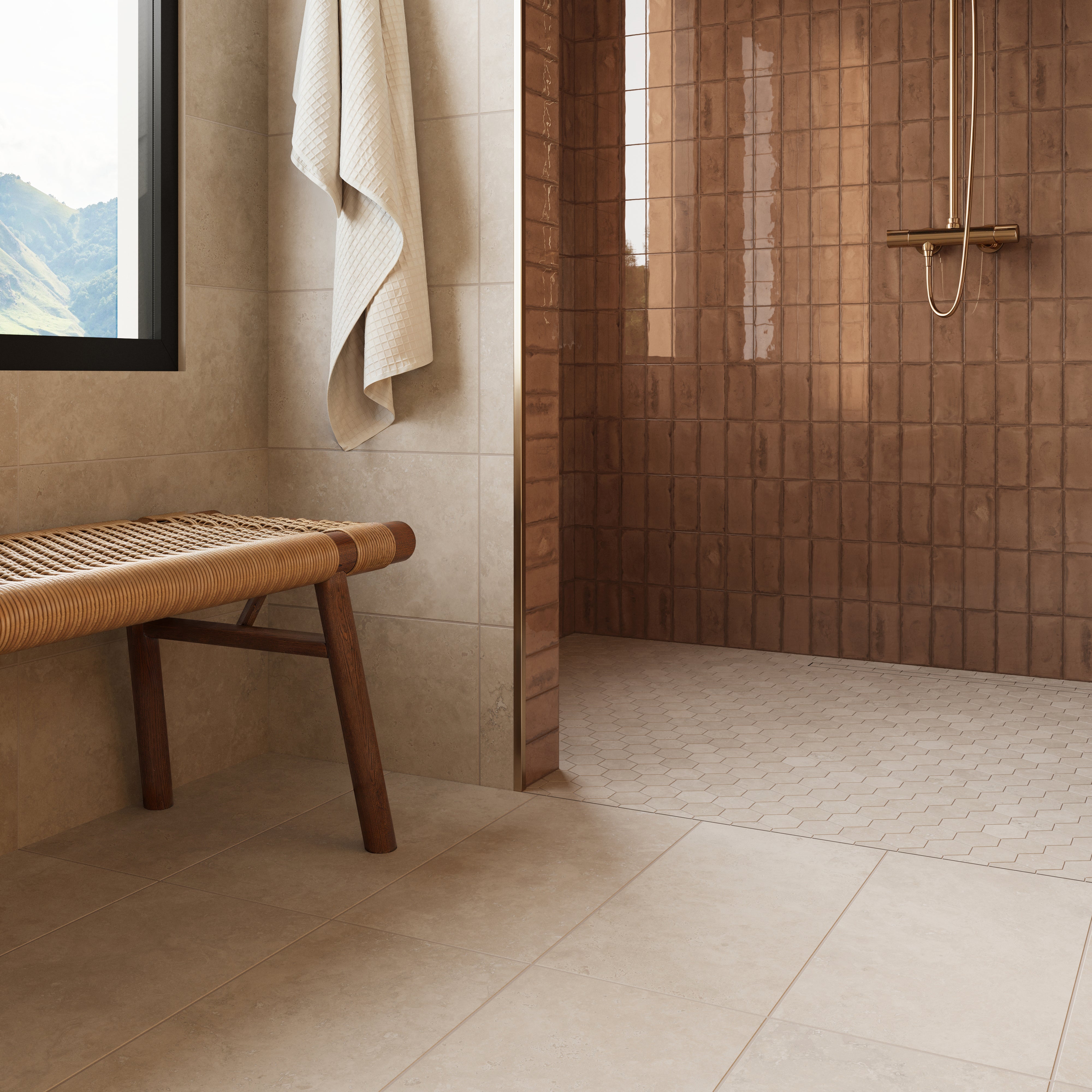 Leona 3x3 Matte Porcelain Hexagon Mosaic Tile in Marfil