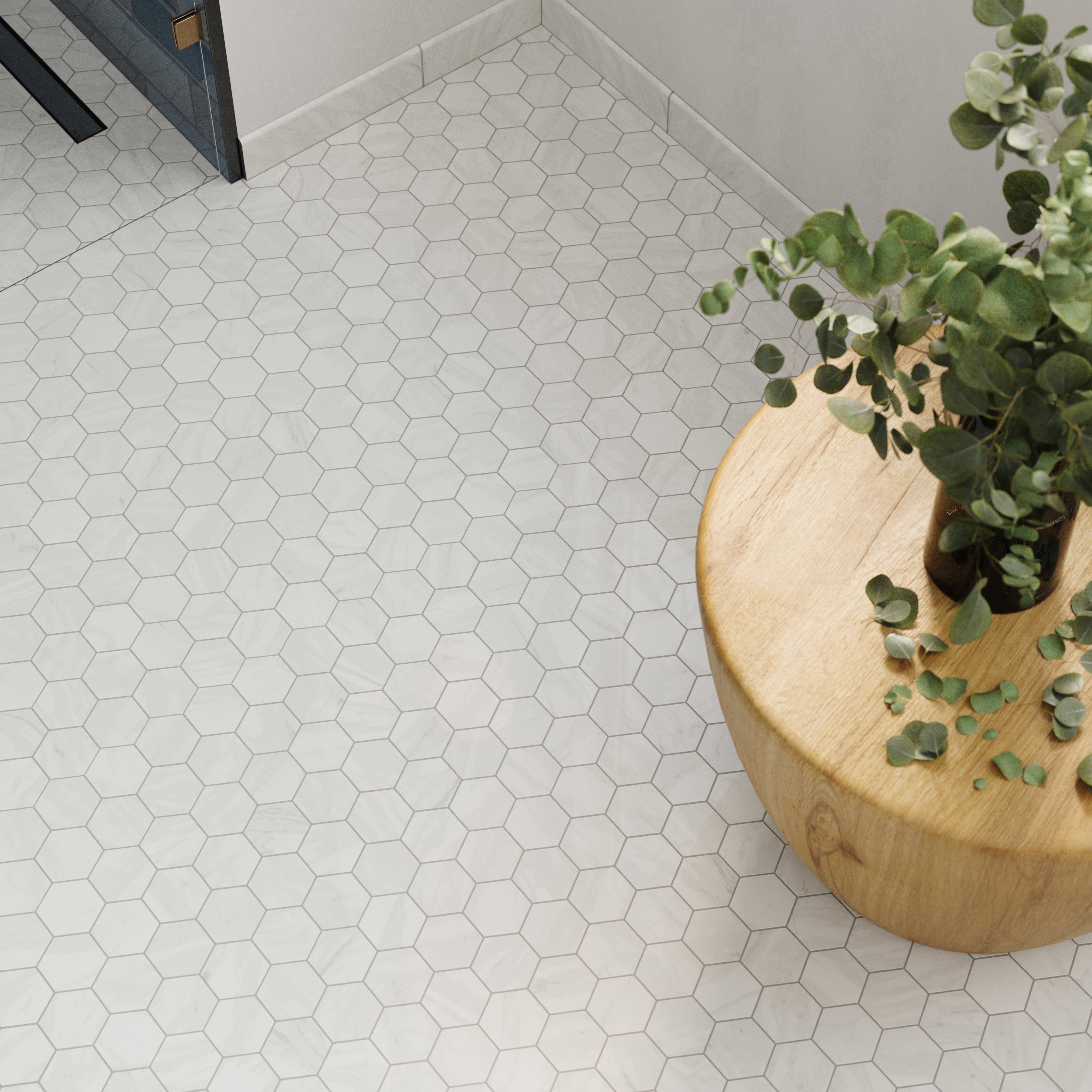 Blair 3x3 Matte Porcelain Hexagon Mosaic Tile in Volakas White