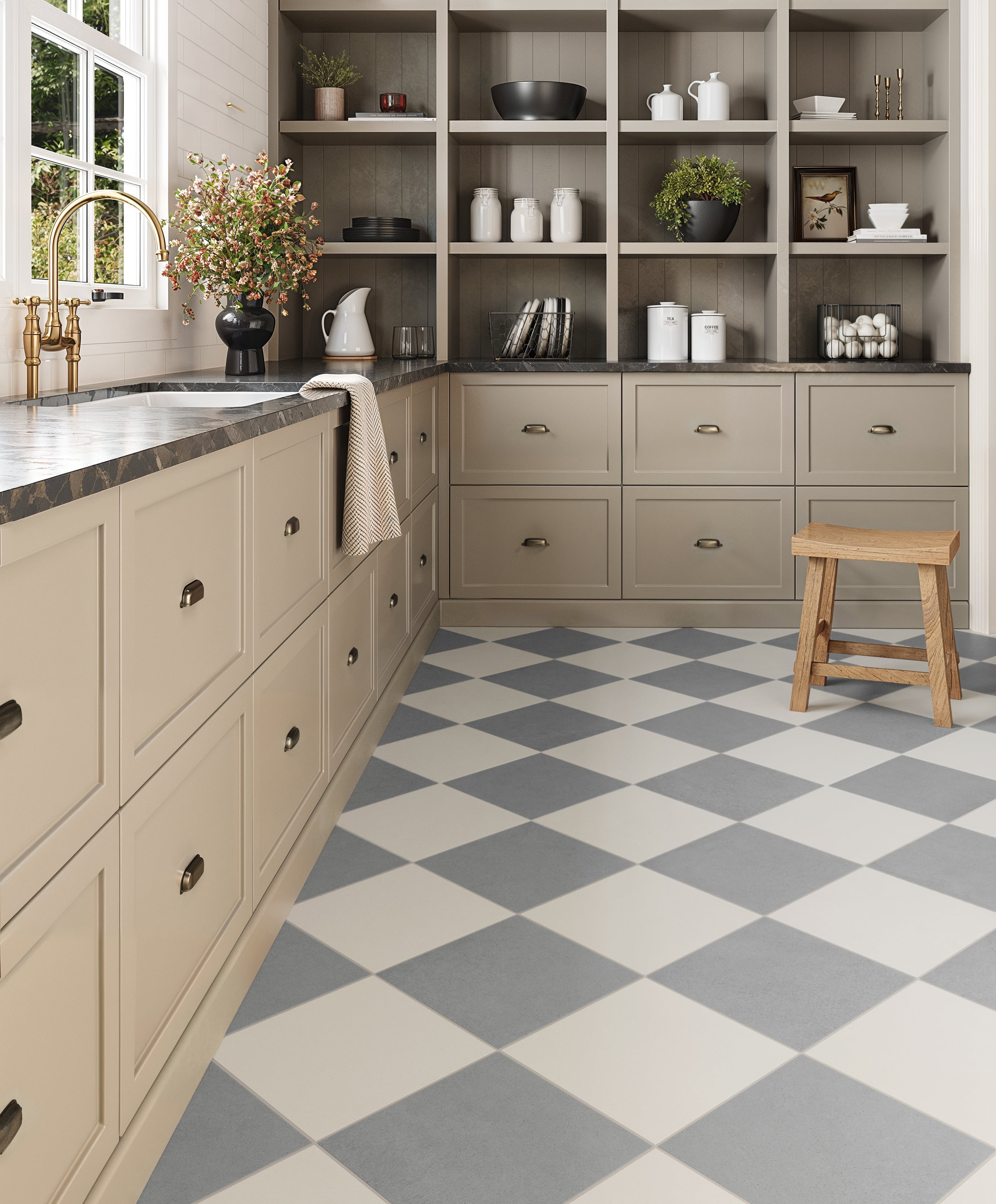 Palmer 12x12 Checkerboard Matte Porcelain Tile in White and Grey