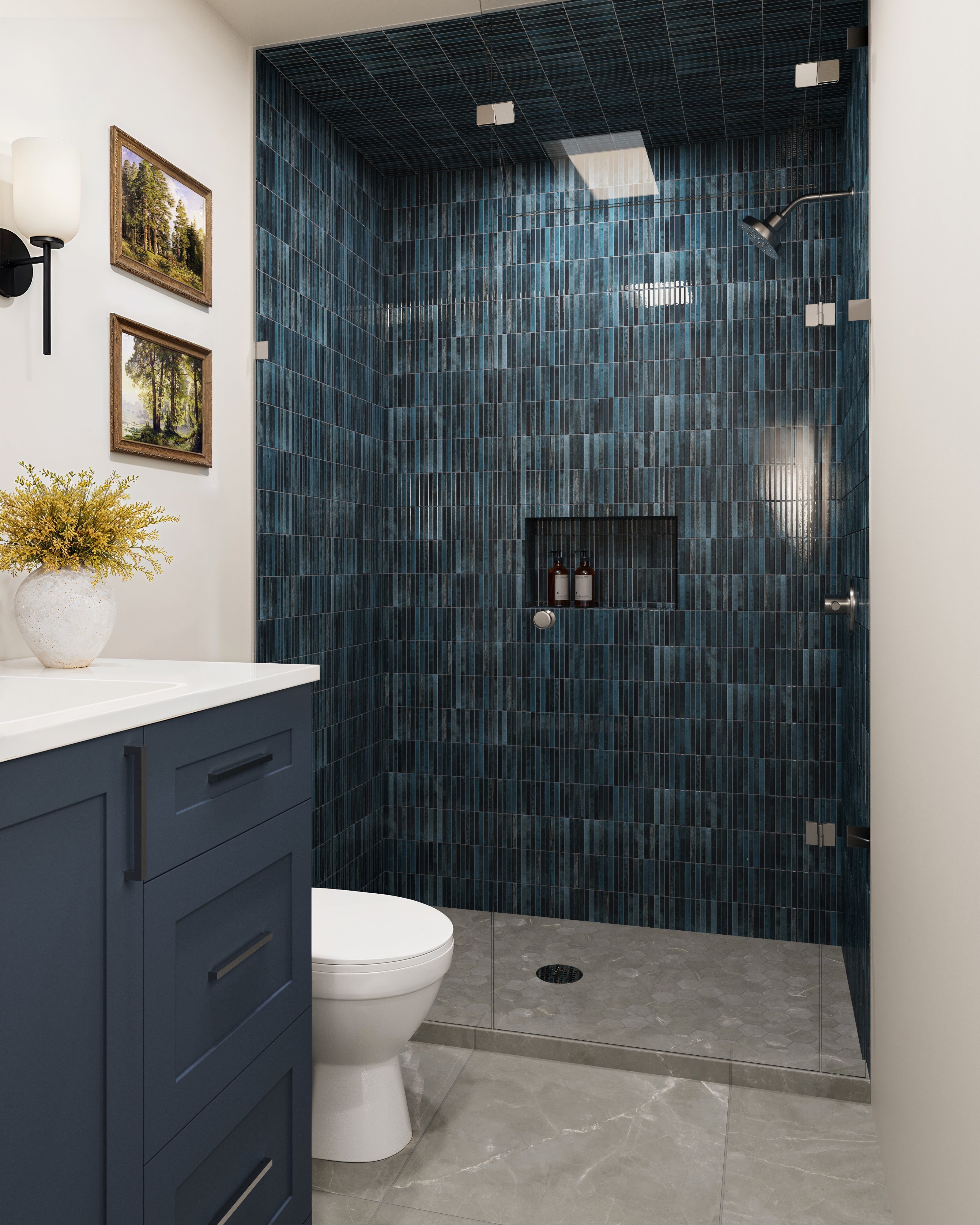 Miley 4.5x9.1 Glossy Porcelain Tile in Indigo