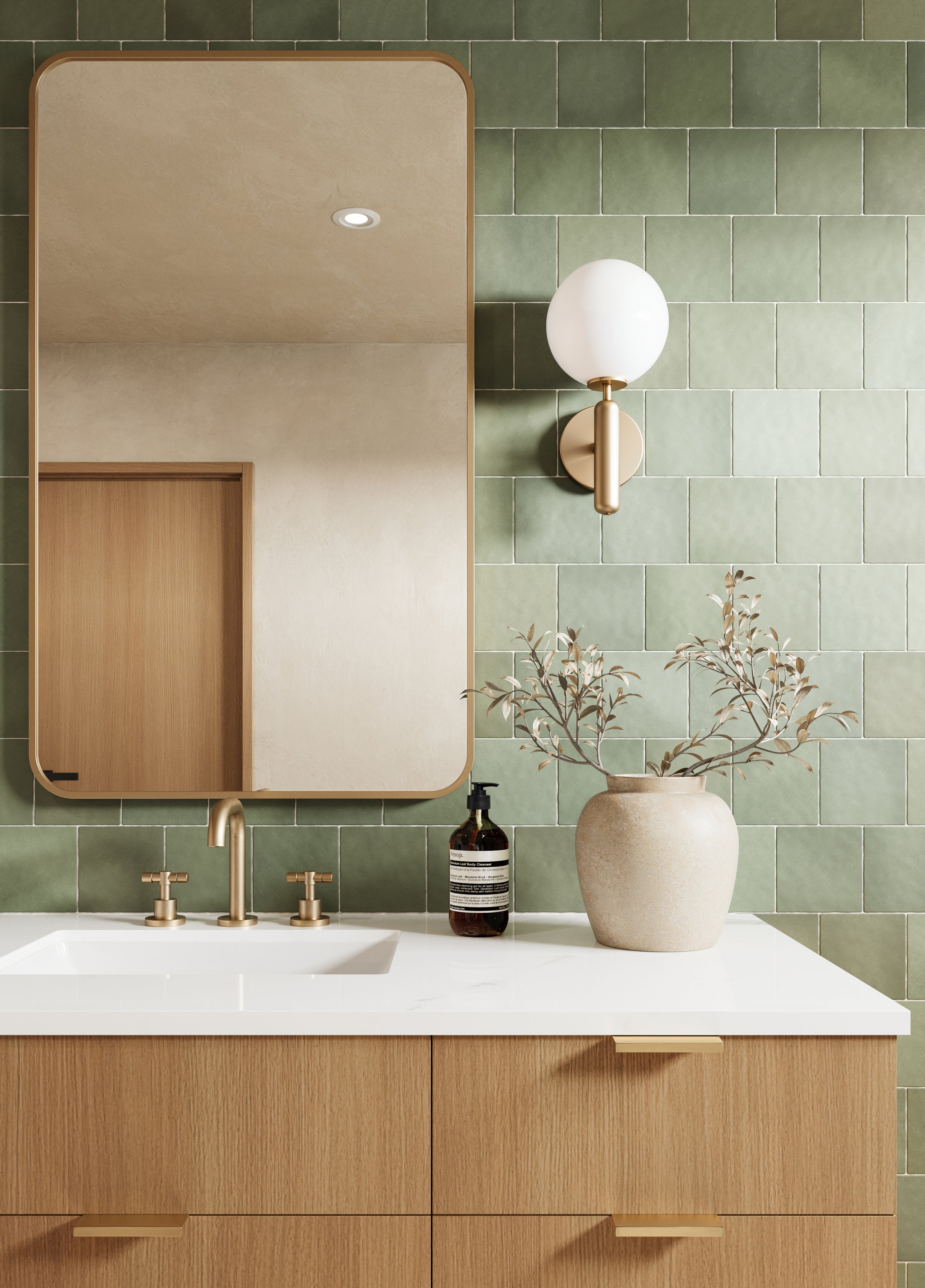 Ellie 5x5 Matte Ceramic Tile in Moss