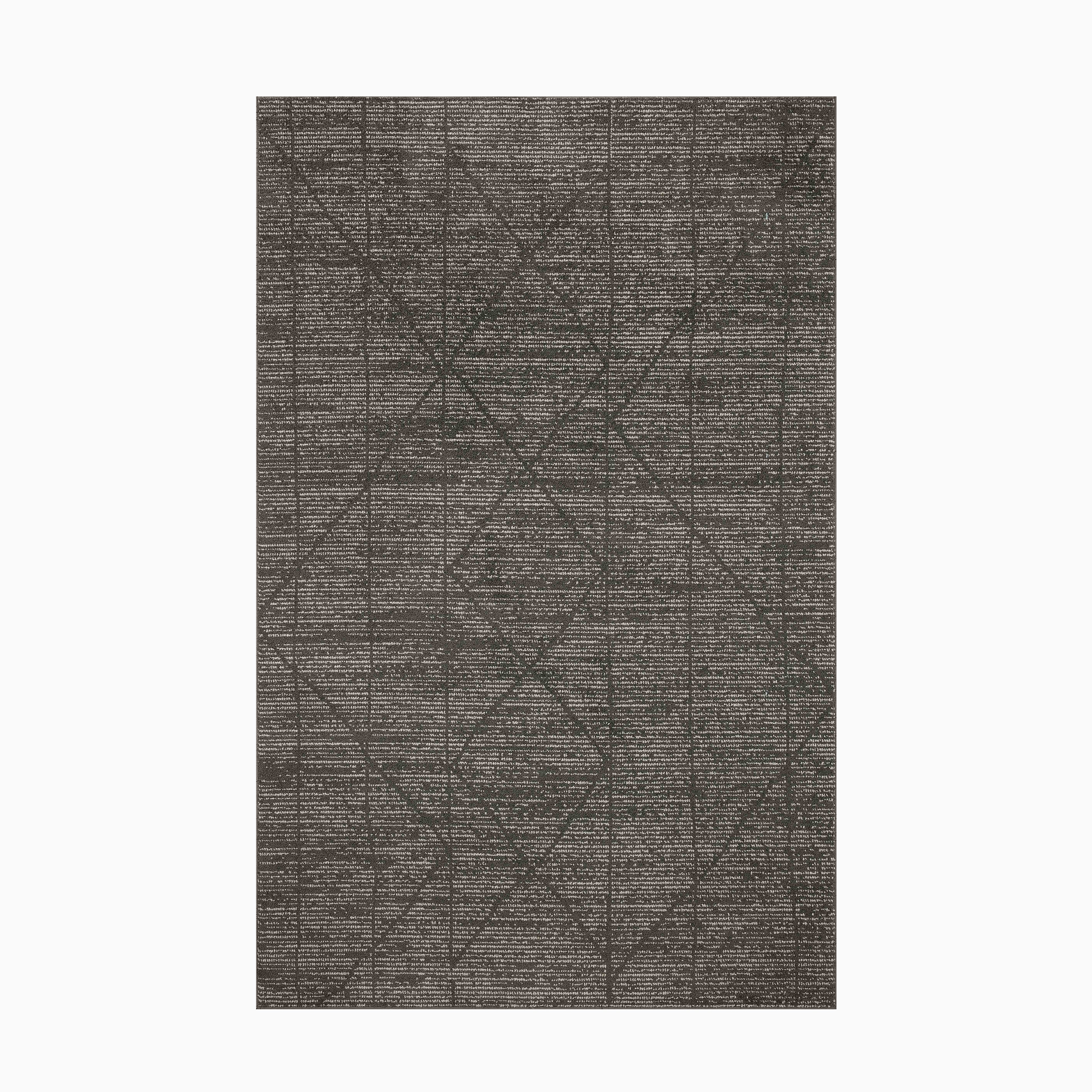 Liddy Polyester Pile Rug in Graphite / Pearl