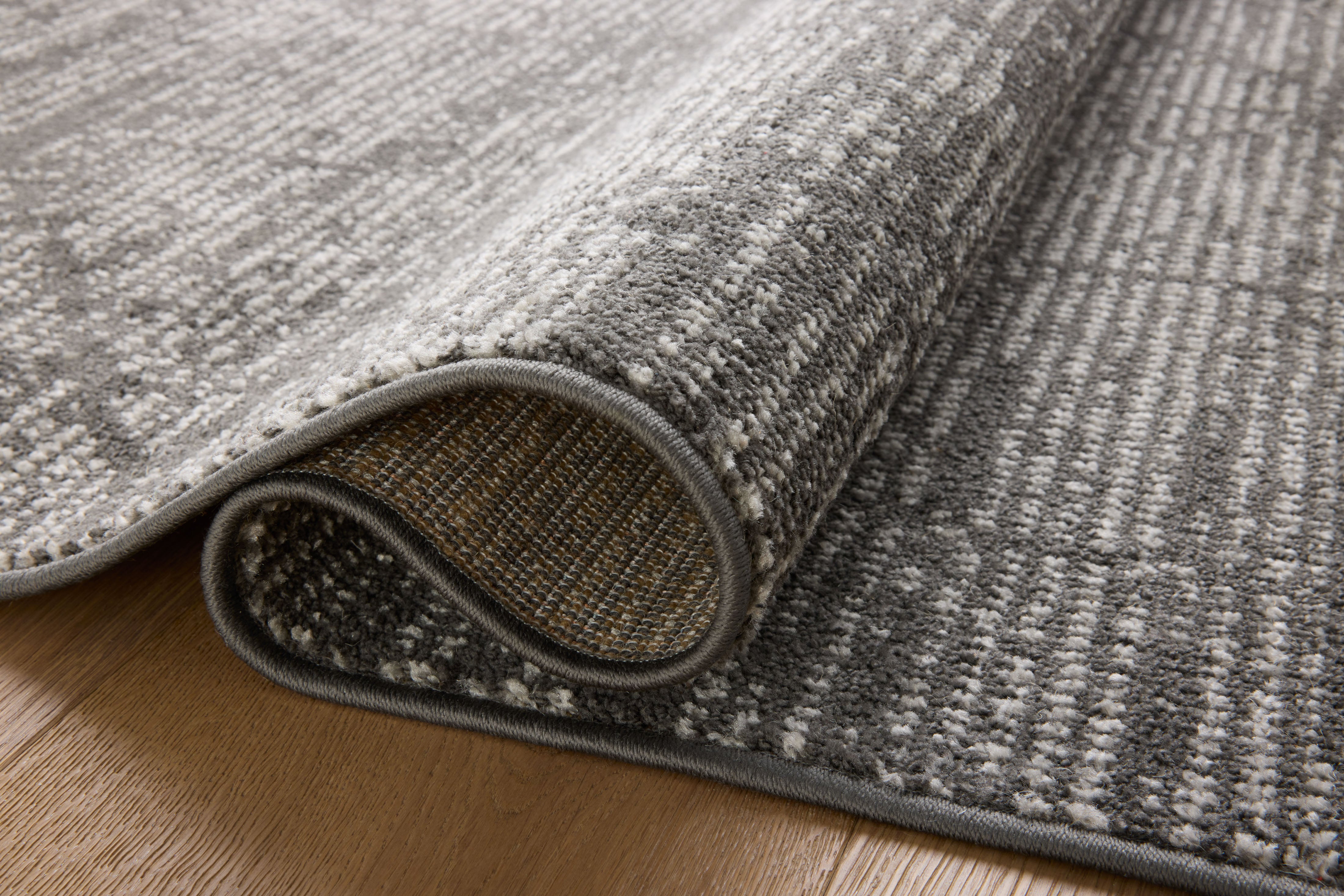 Liddy Polyester Pile Rug in Graphite / Pearl